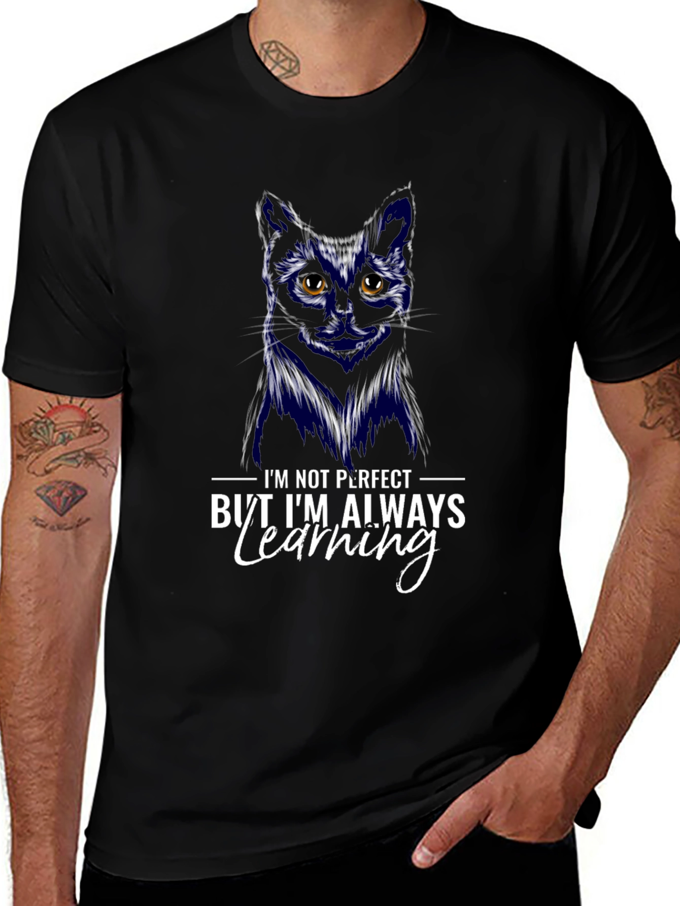 Black Cat T-Shirt - Always Learning Graphic Tee
