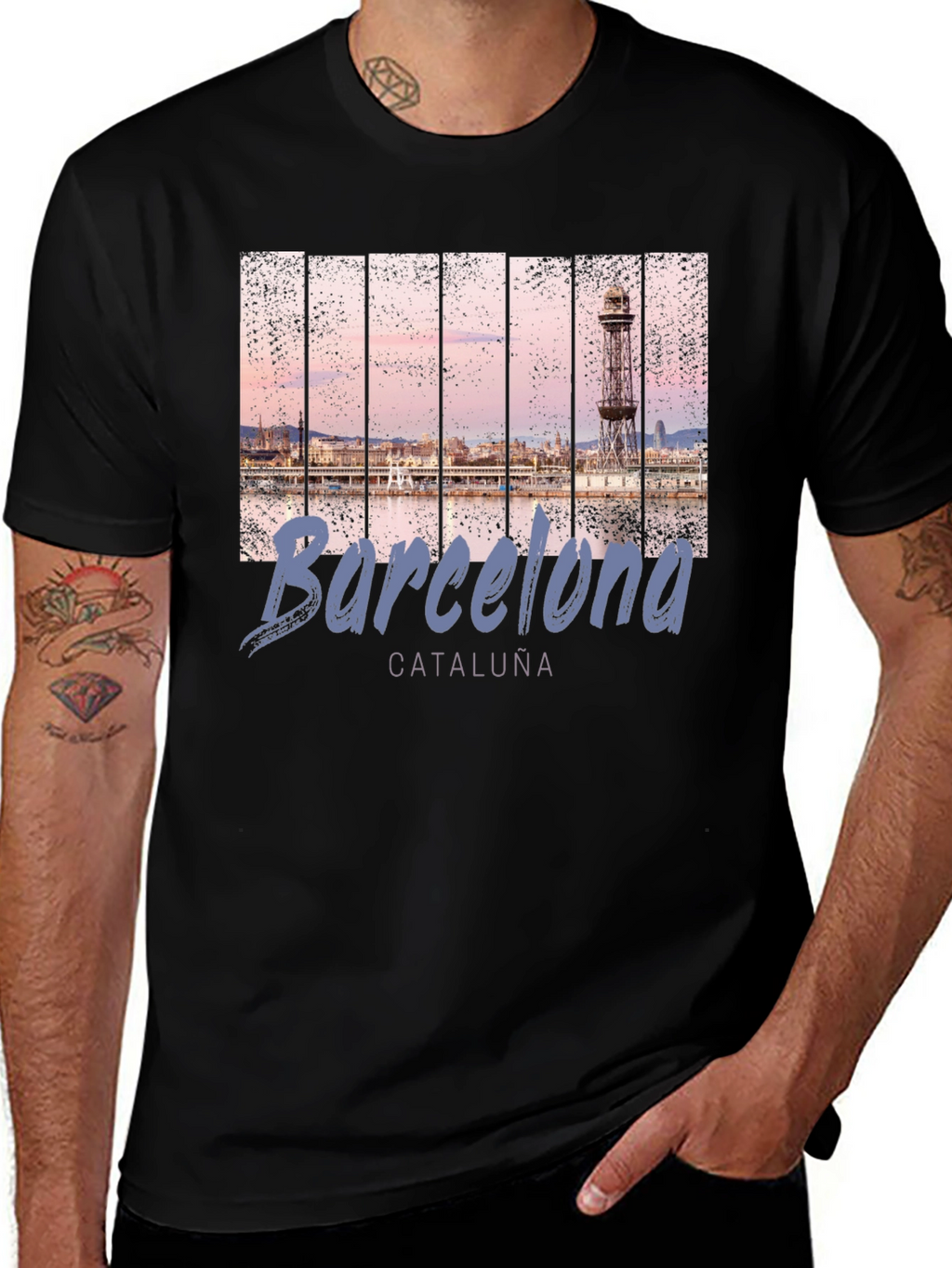 Barcelona Landmark T-Shirt - Mens Black Tee
