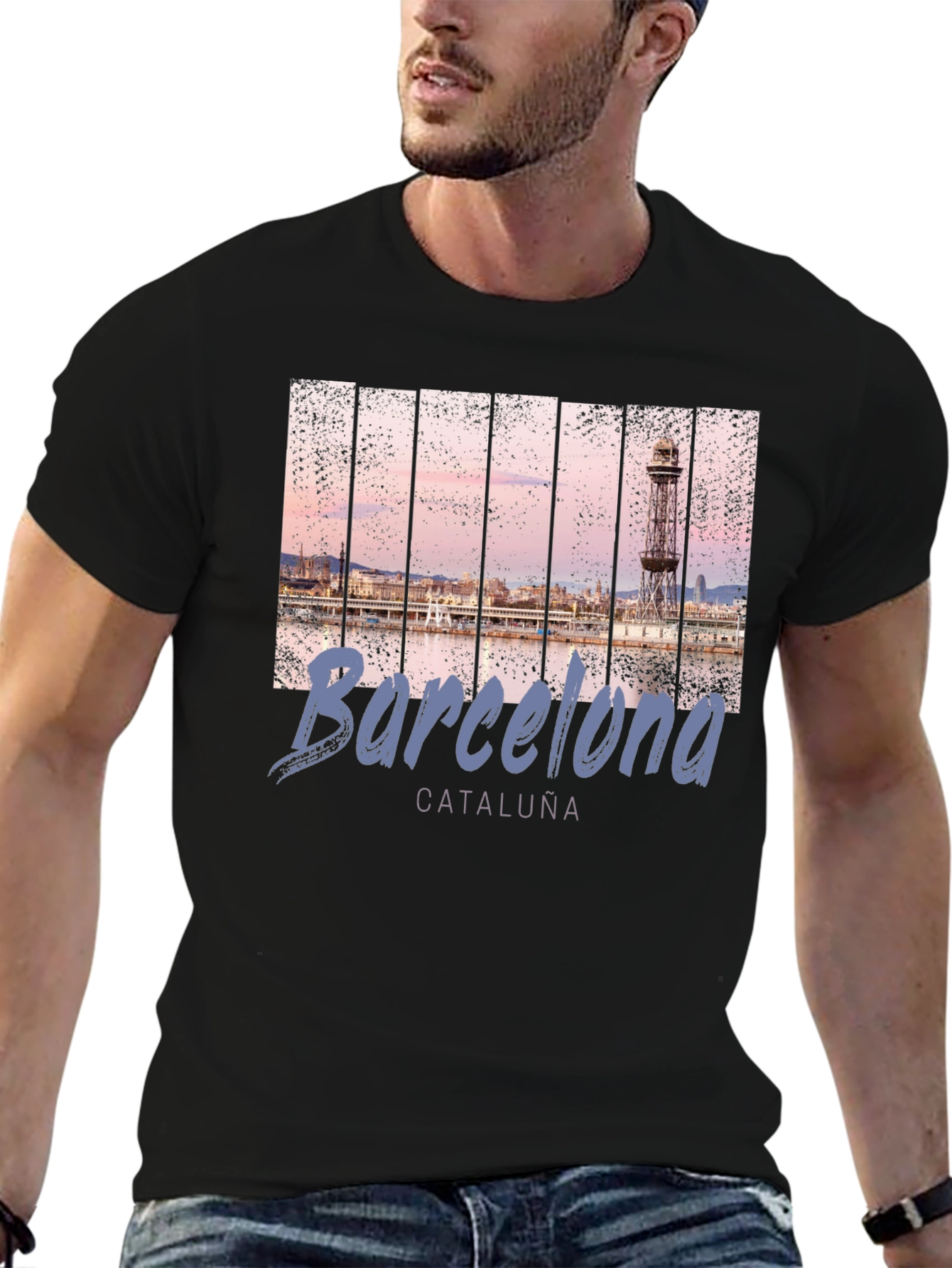 Barcelona Landmark T-Shirt - Mens Black Tee