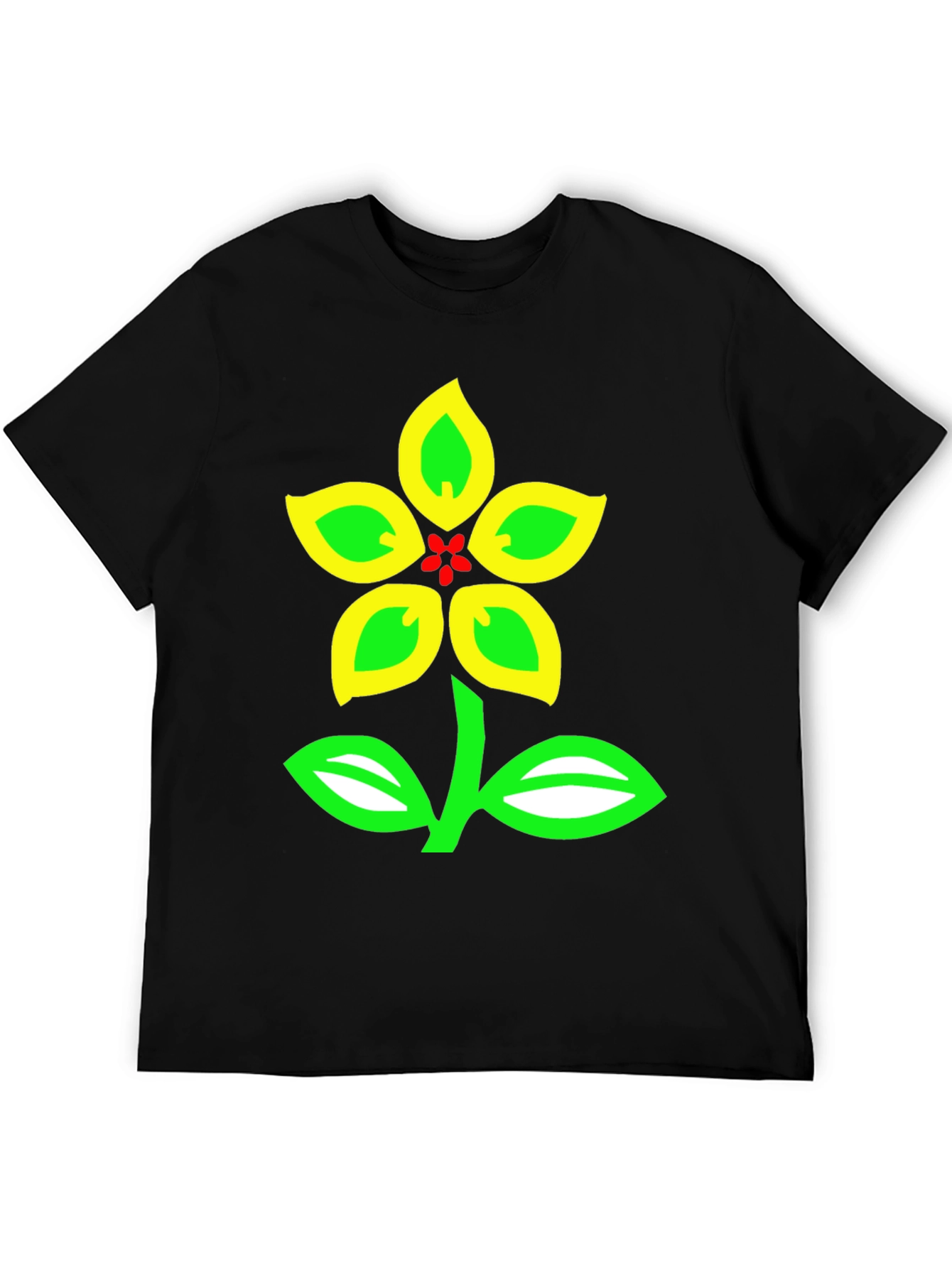 Black T-Shirt with Colorful Floral Graphic