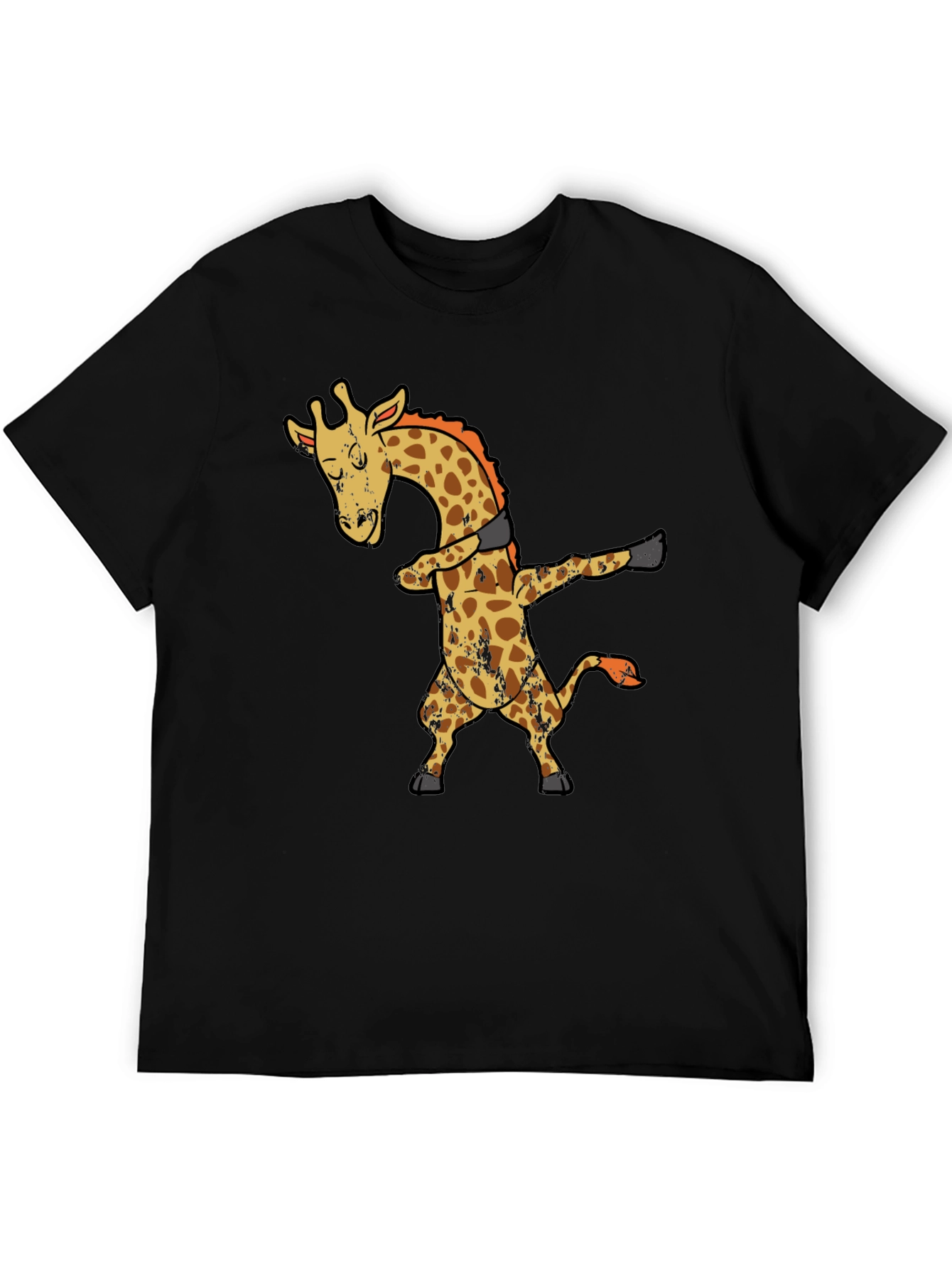Dabbing Giraffe Graphic T-Shirt - Black Cotton Tee