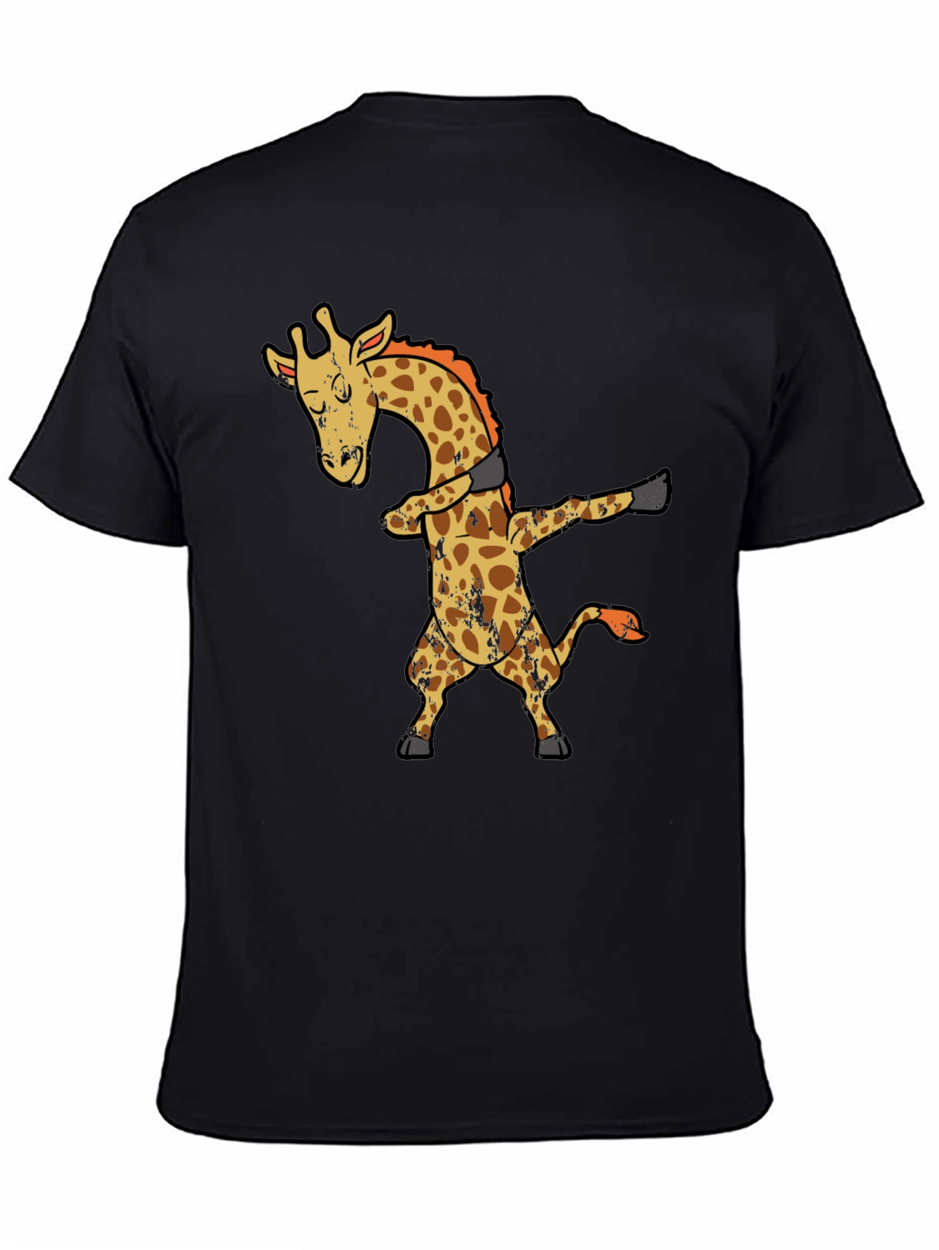 Dabbing Giraffe Graphic T-Shirt - Black Cotton Tee