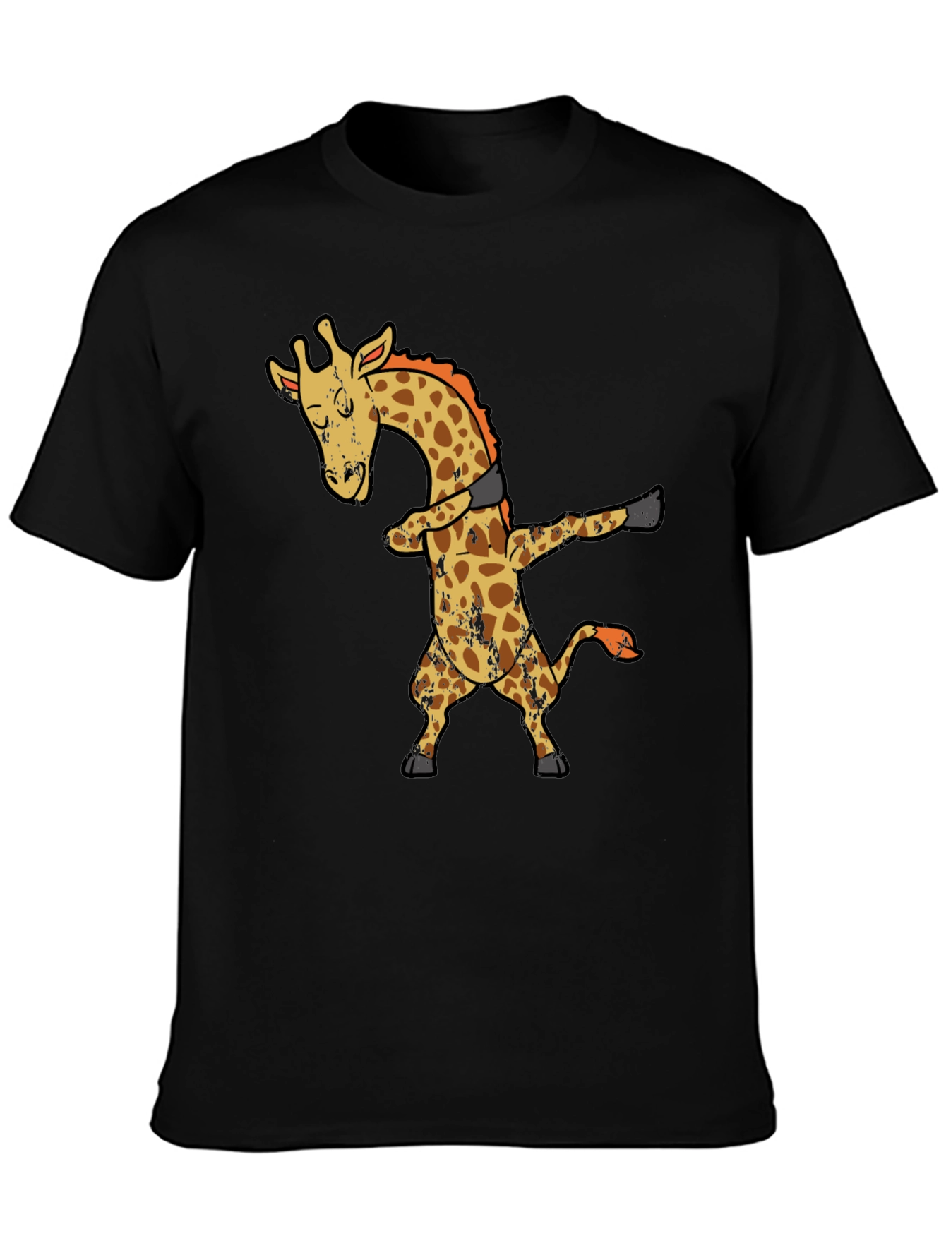 Dabbing Giraffe Graphic T-Shirt - Black Cotton Tee