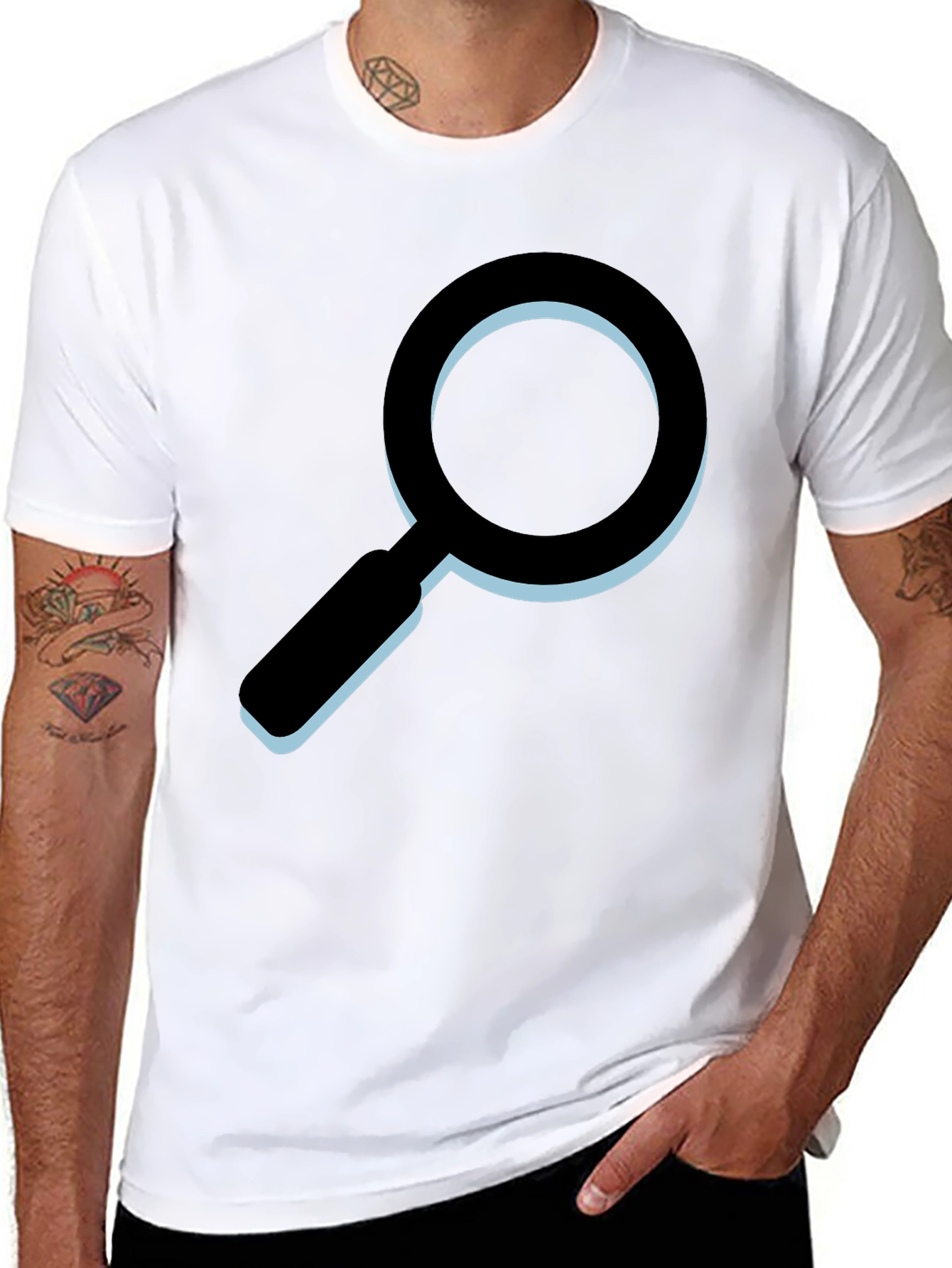 Black Magnifying Glass Graphic T-Shirt