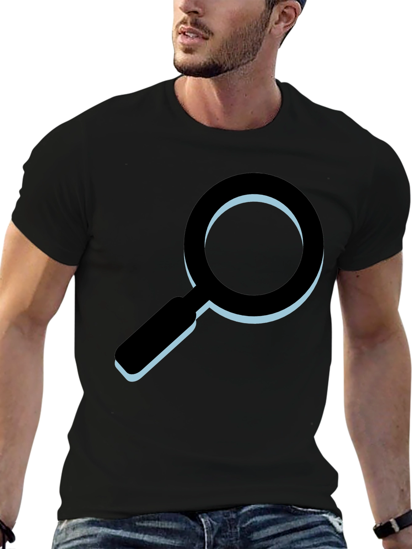 Black Magnifying Glass Graphic T-Shirt