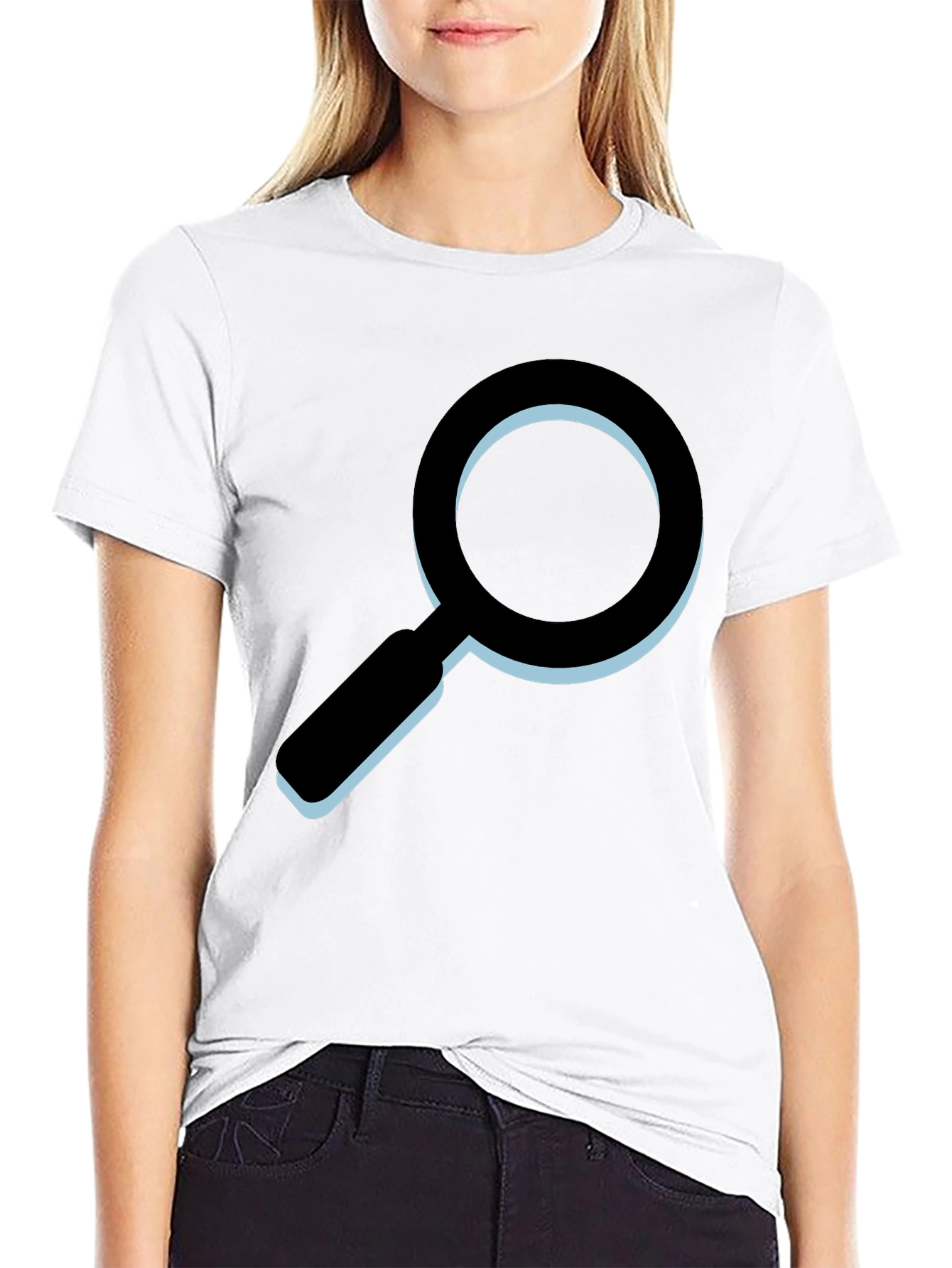 Black Magnifying Glass Graphic T-Shirt