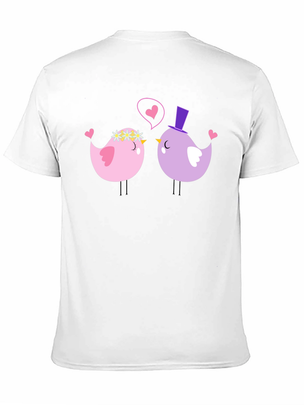 Cute Bird Couple Black T-Shirt