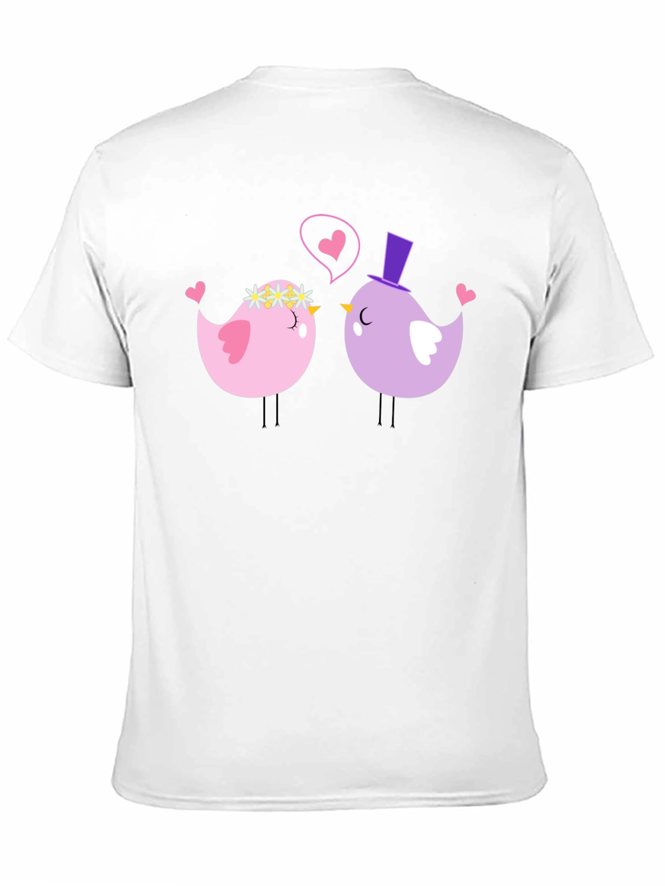 Cute Bird Couple Black T-Shirt
