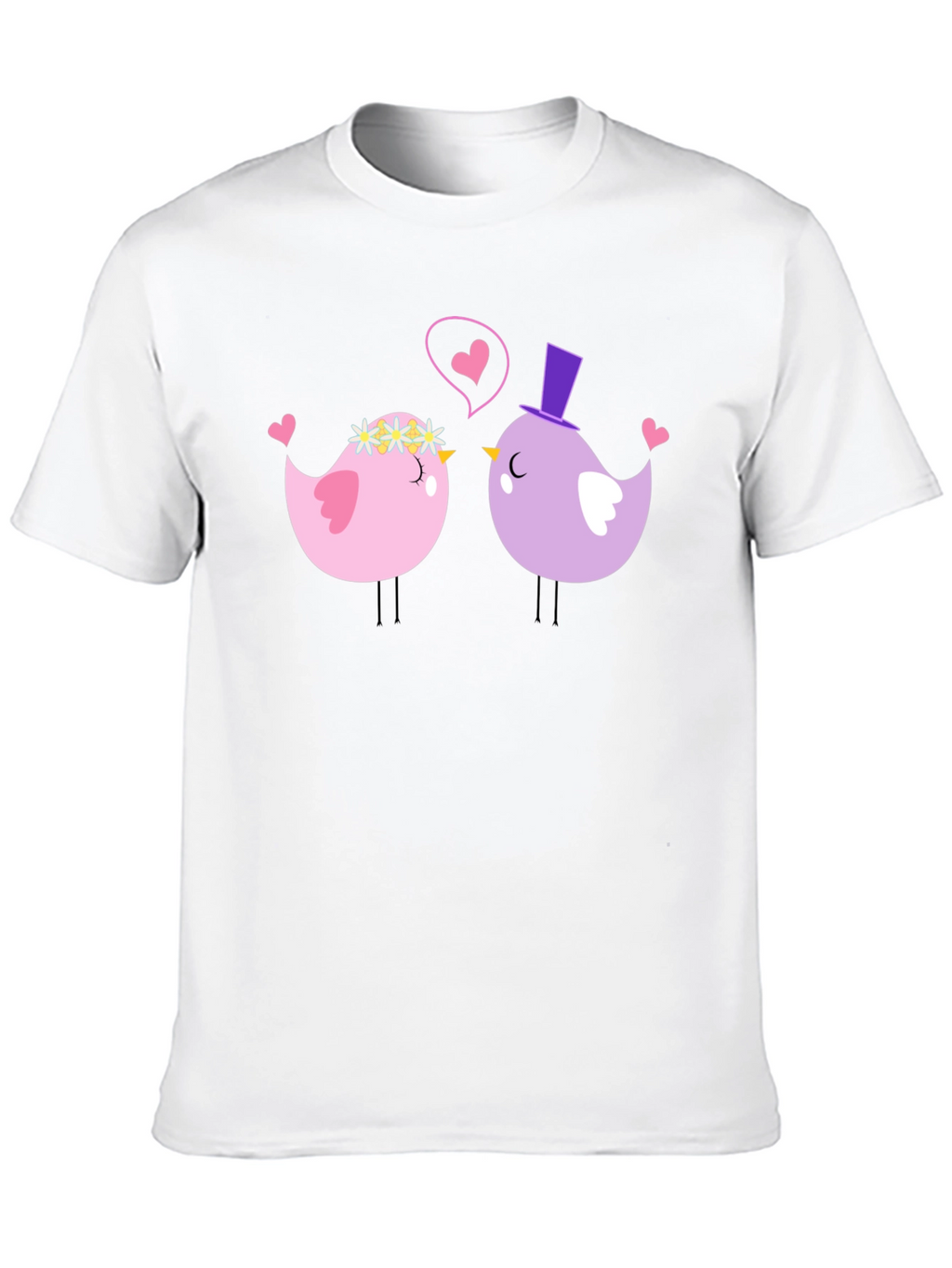 Cute Bird Couple Black T-Shirt