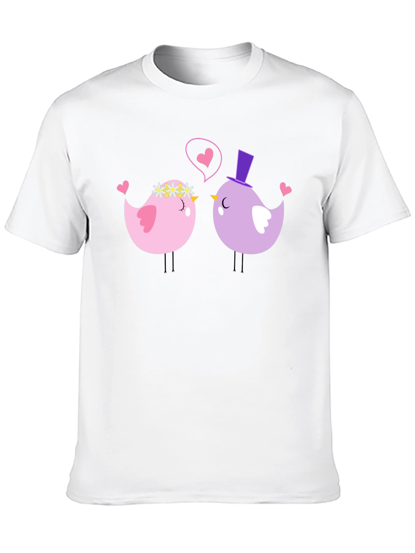 Cute Bird Couple Black T-Shirt