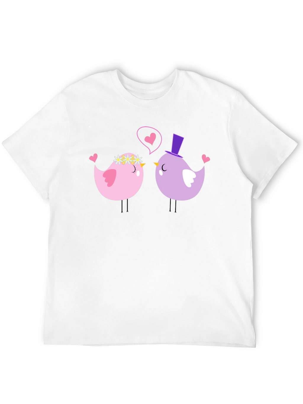 Cute Bird Couple Black T-Shirt