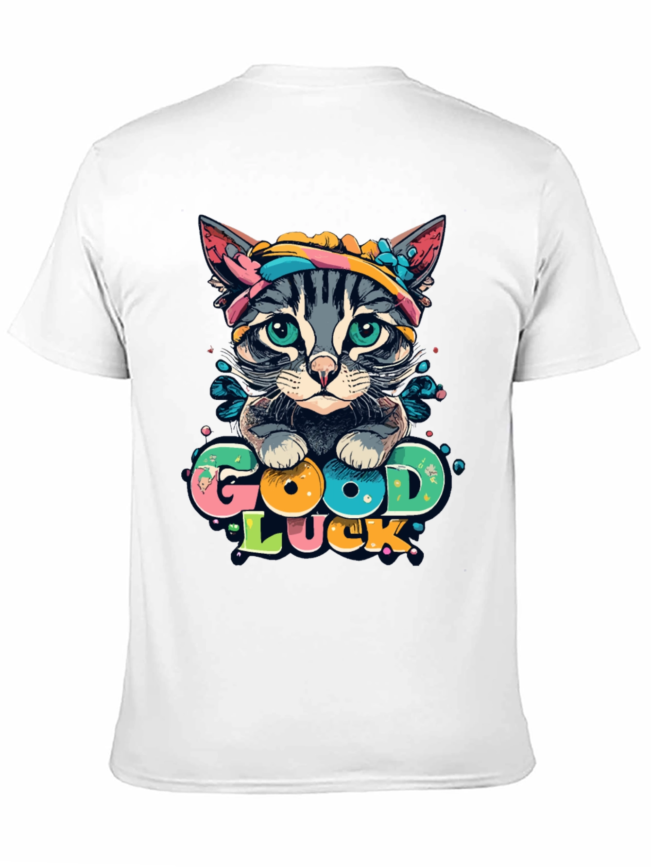 Good Luck Cat Graphic Tee - Unisex Black T-Shirt