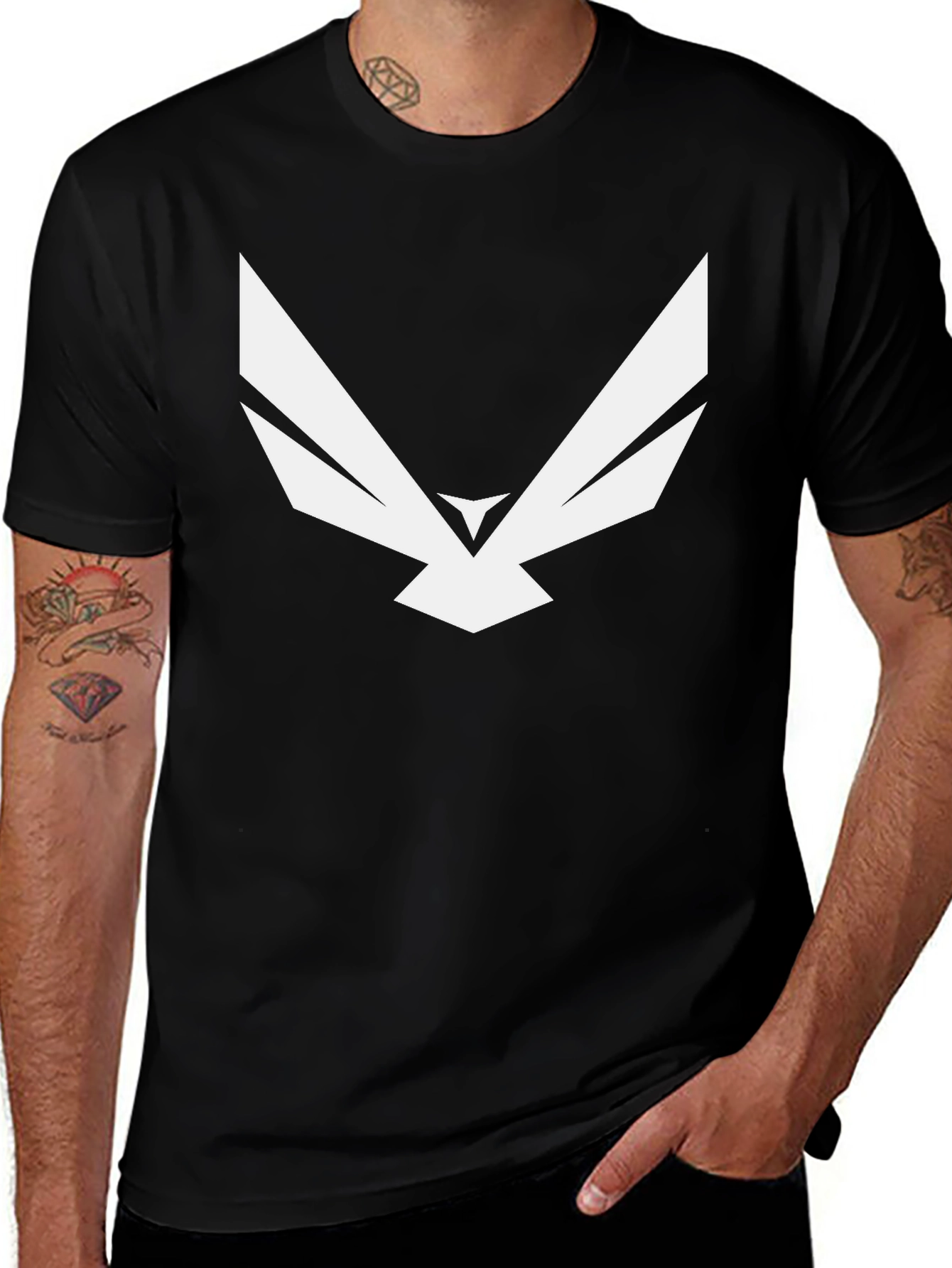 Abstract Eagle Graphic Tee - Modern Black T-Shirt