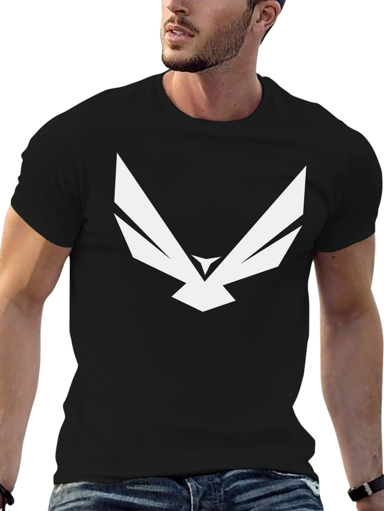 Abstract Eagle Graphic Tee - Modern Black T-Shirt