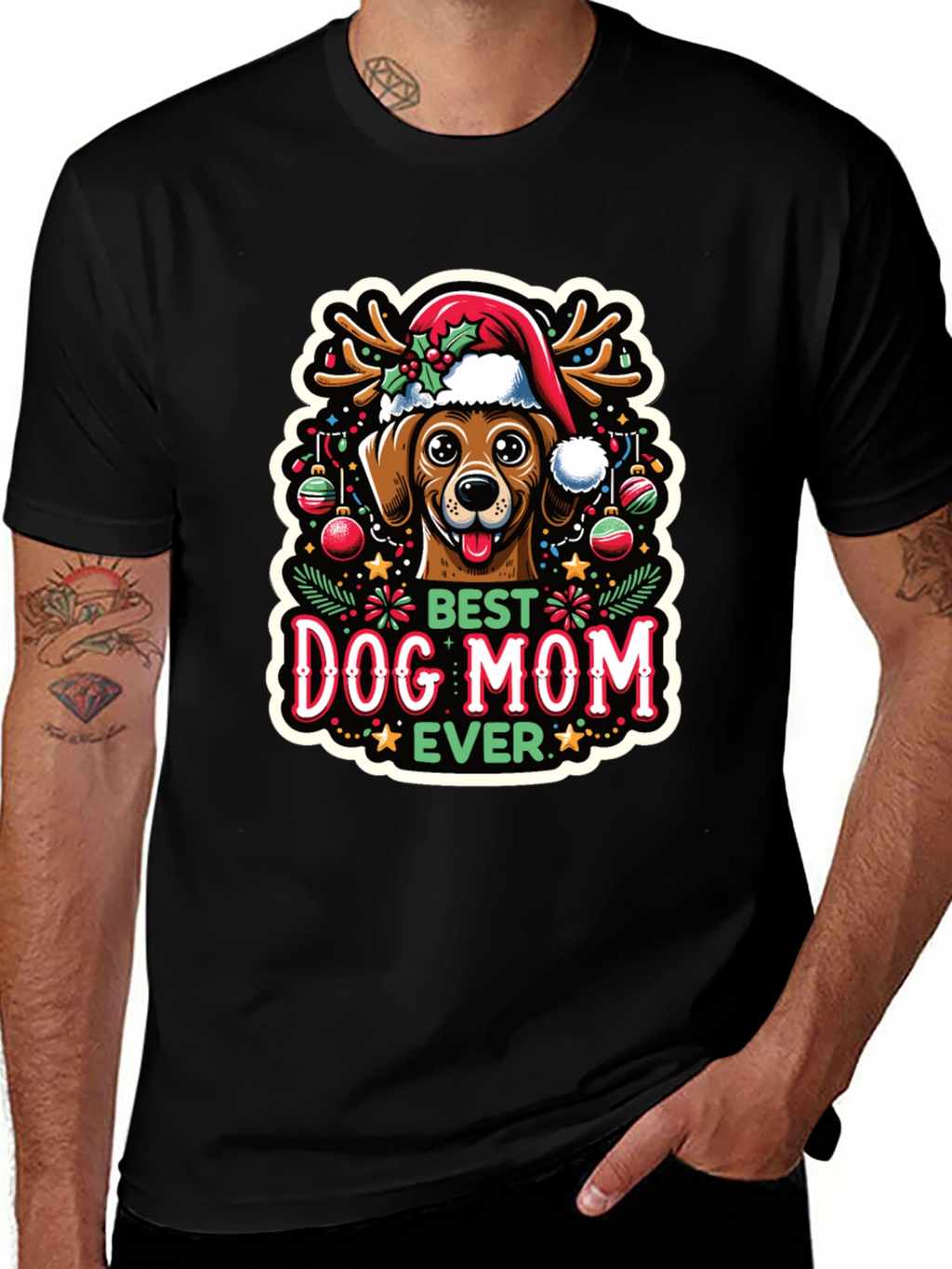 Best Dog Mom Ever Christmas T-Shirt