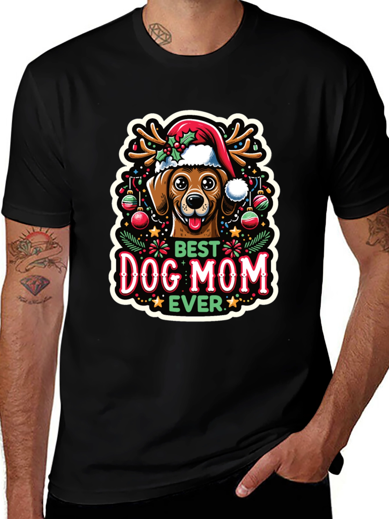 Best Dog Mom Ever Christmas T-Shirt