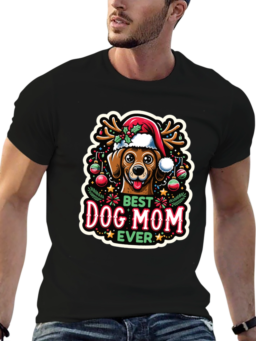 Best Dog Mom Ever Christmas T-Shirt