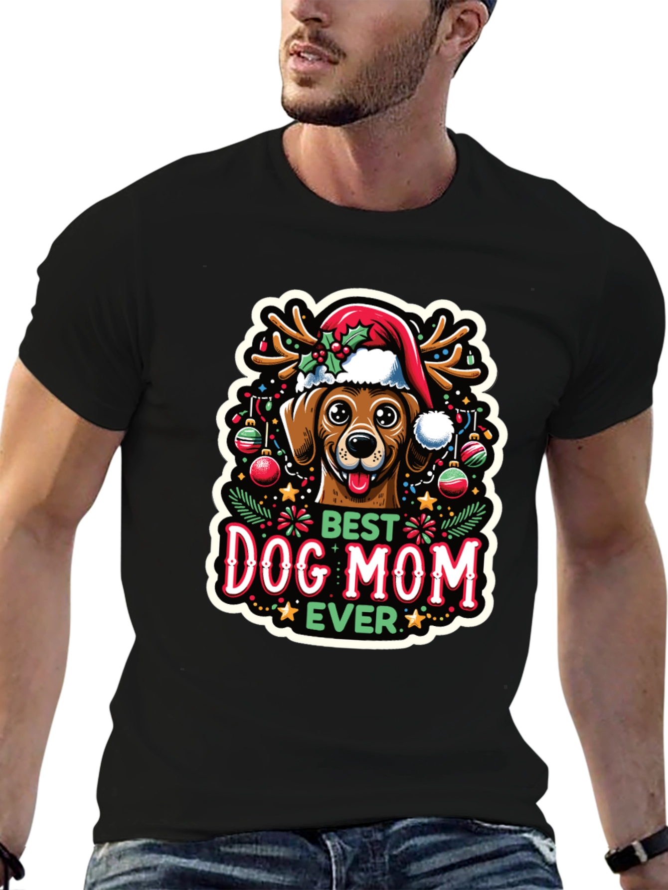 Best Dog Mom Ever Christmas T-Shirt
