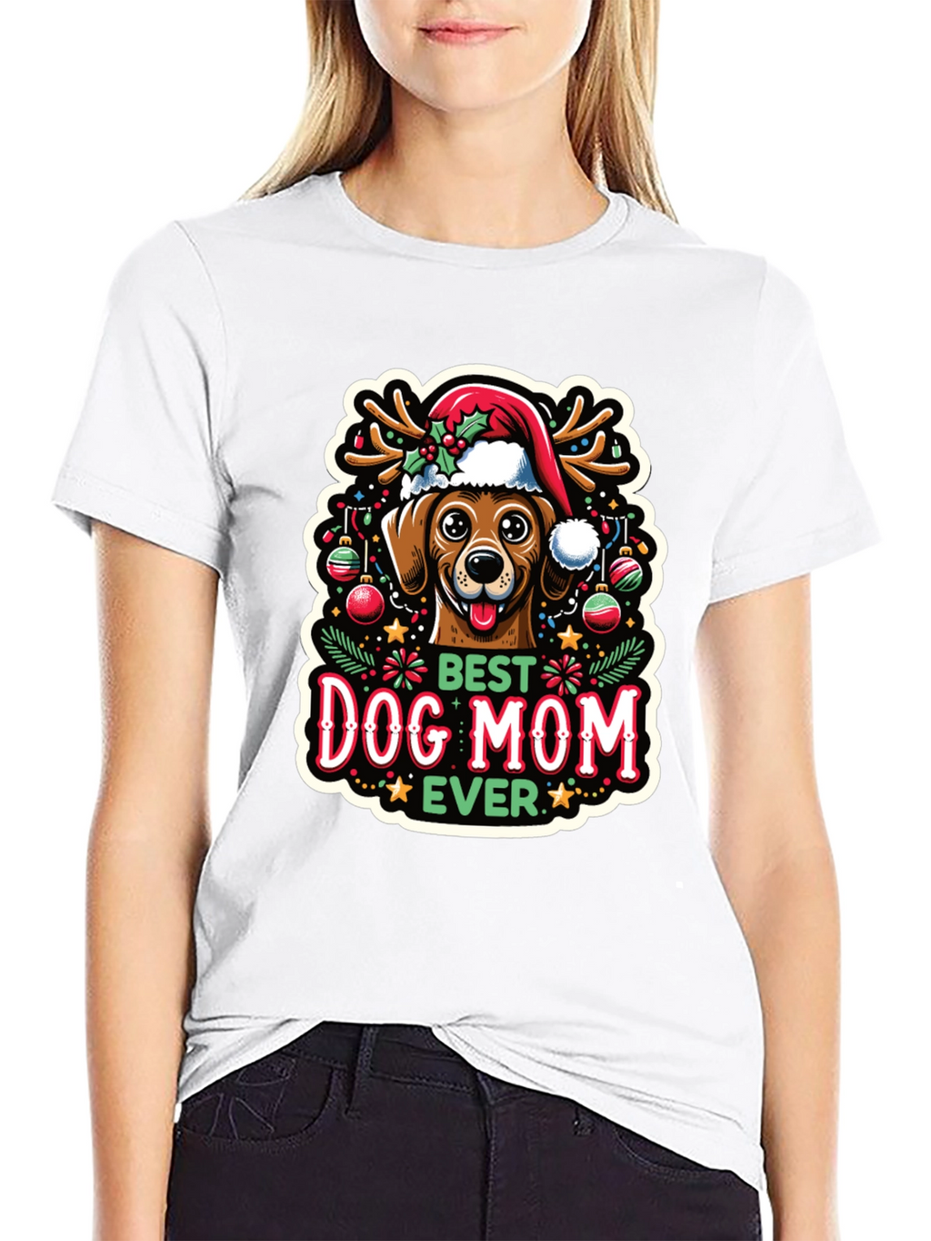 Best Dog Mom Ever Christmas T-Shirt