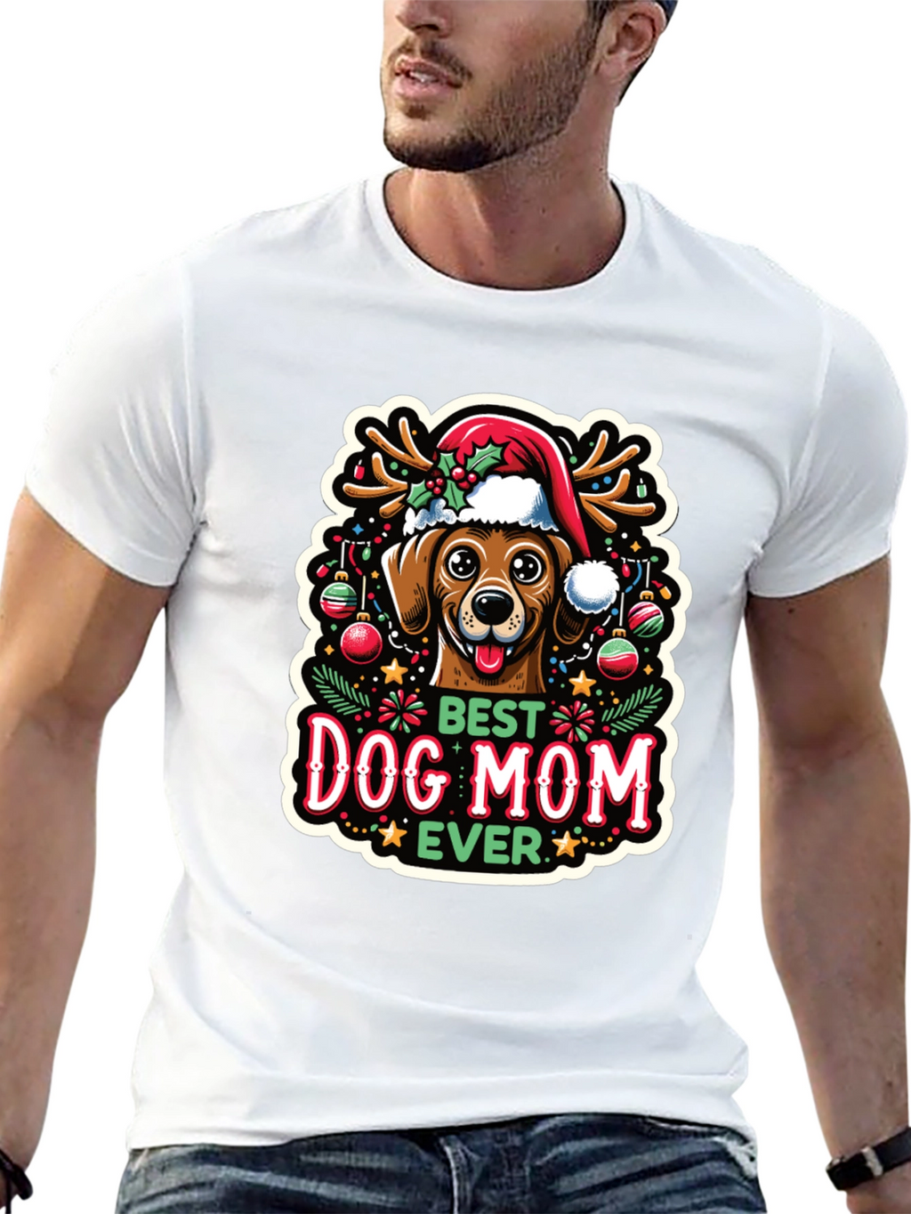 Best Dog Mom Ever Christmas T-Shirt