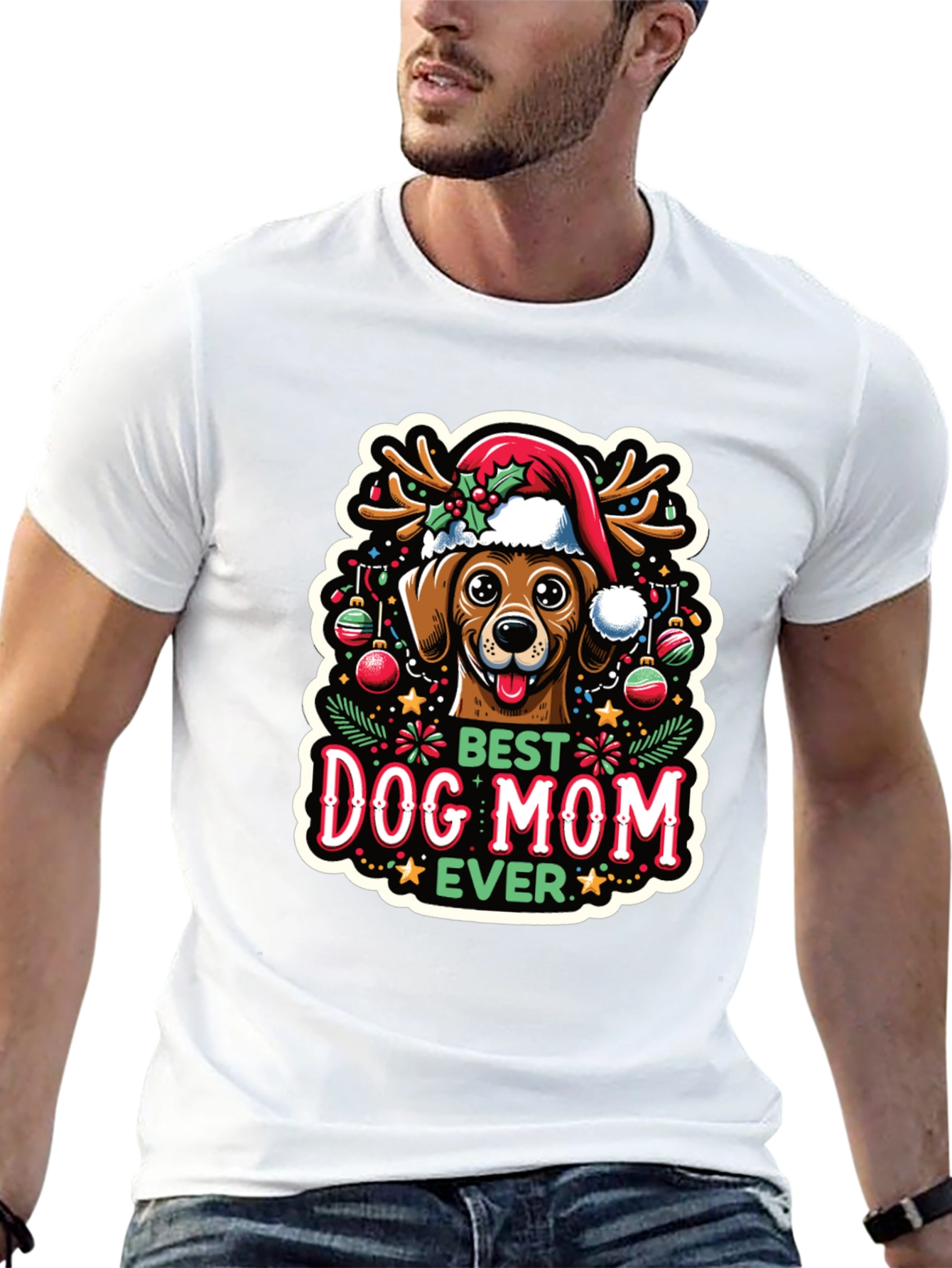 Best Dog Mom Ever Christmas T-Shirt