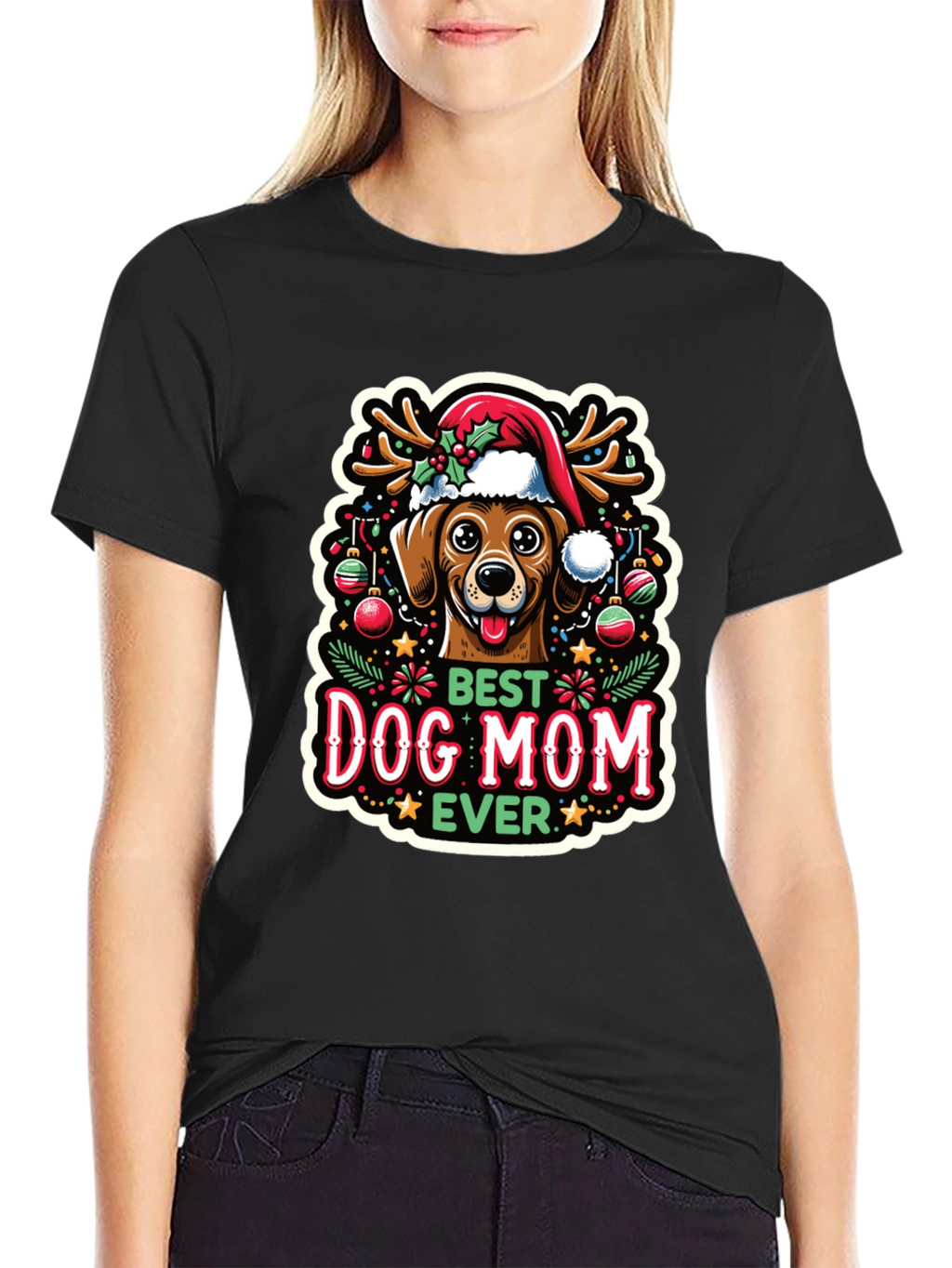 Best Dog Mom Ever Christmas T-Shirt