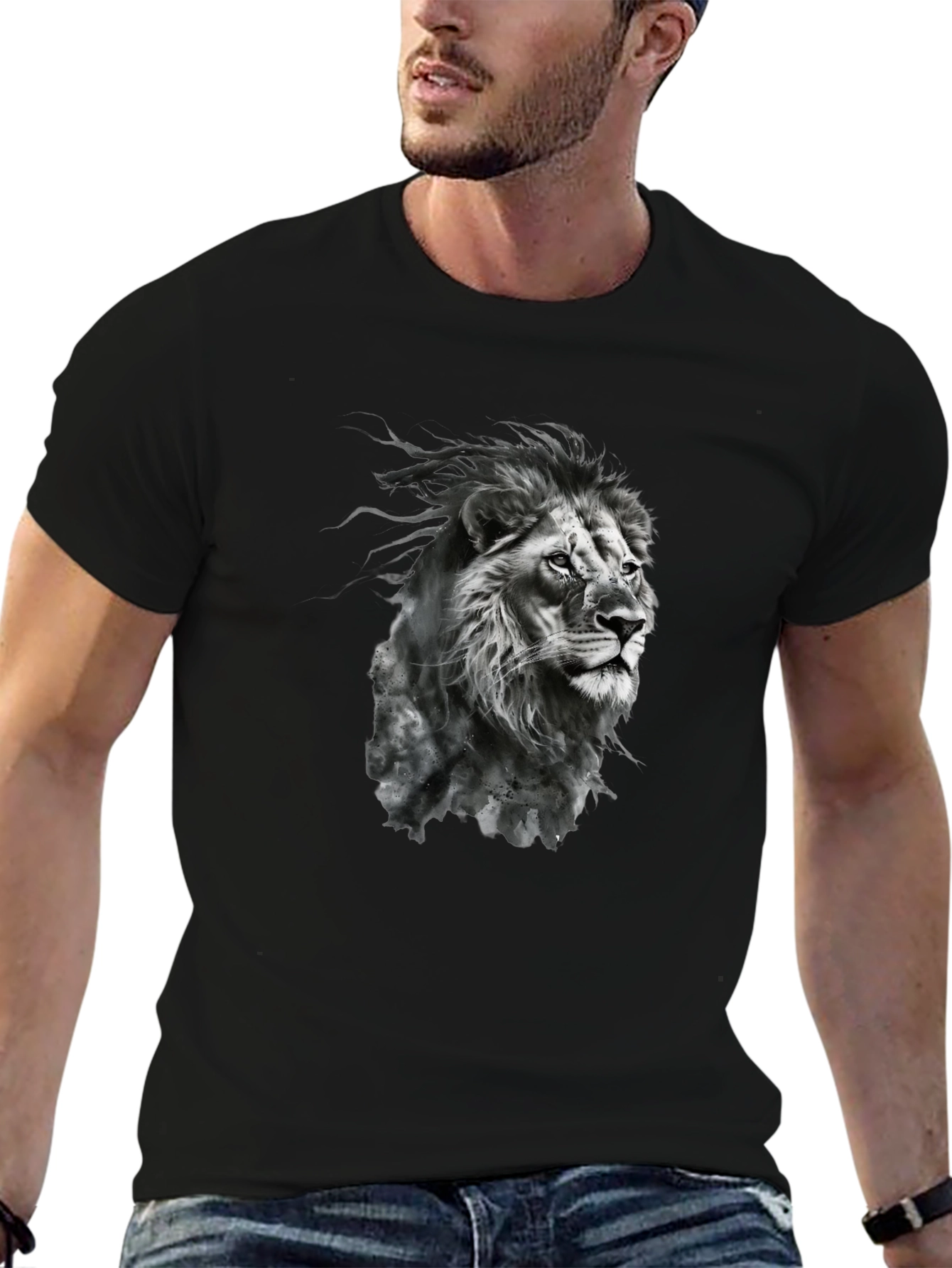 Lion Graphic Black T-Shirt