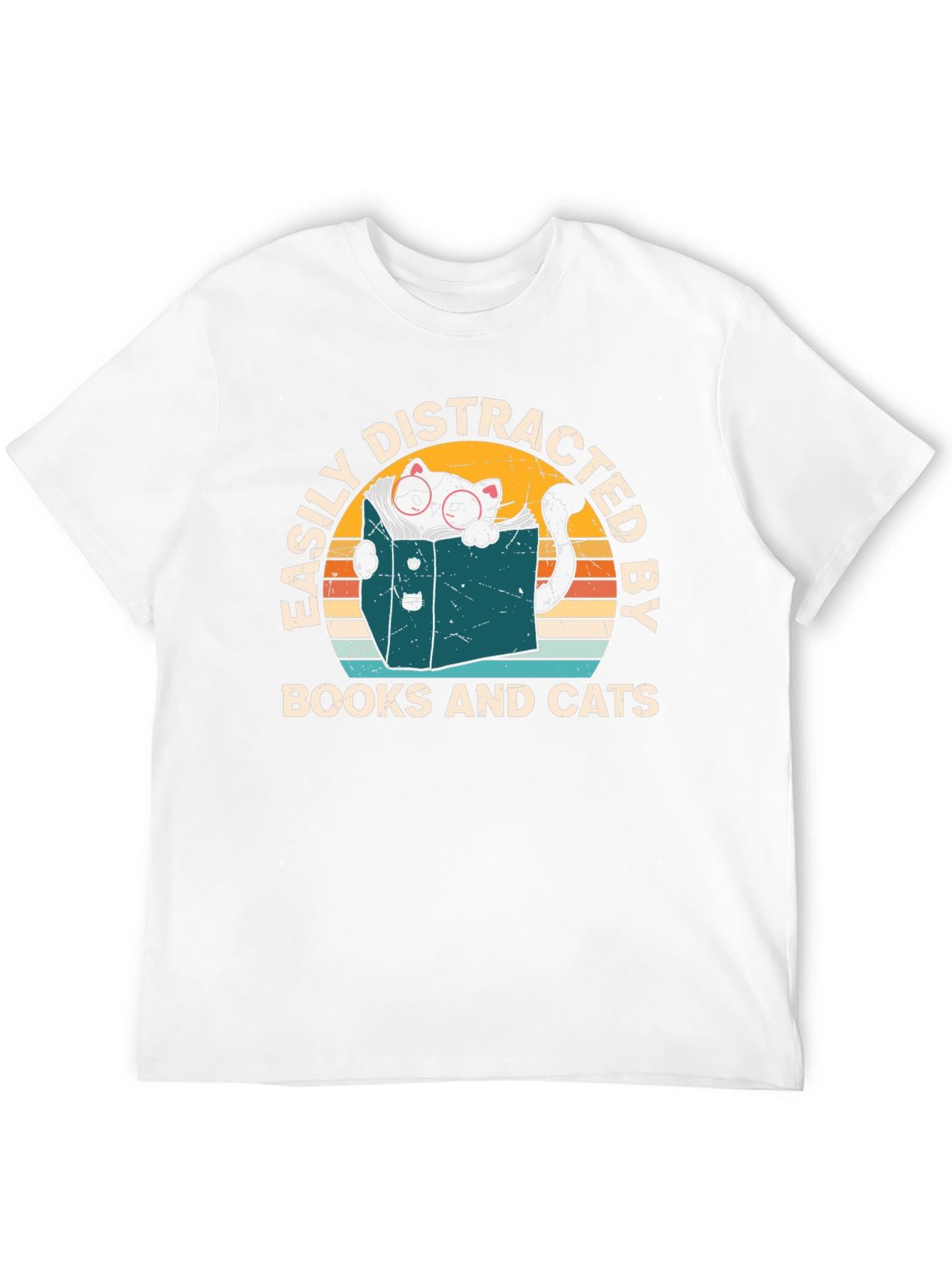 Easily Distracted by Books and Cats T-Shirt