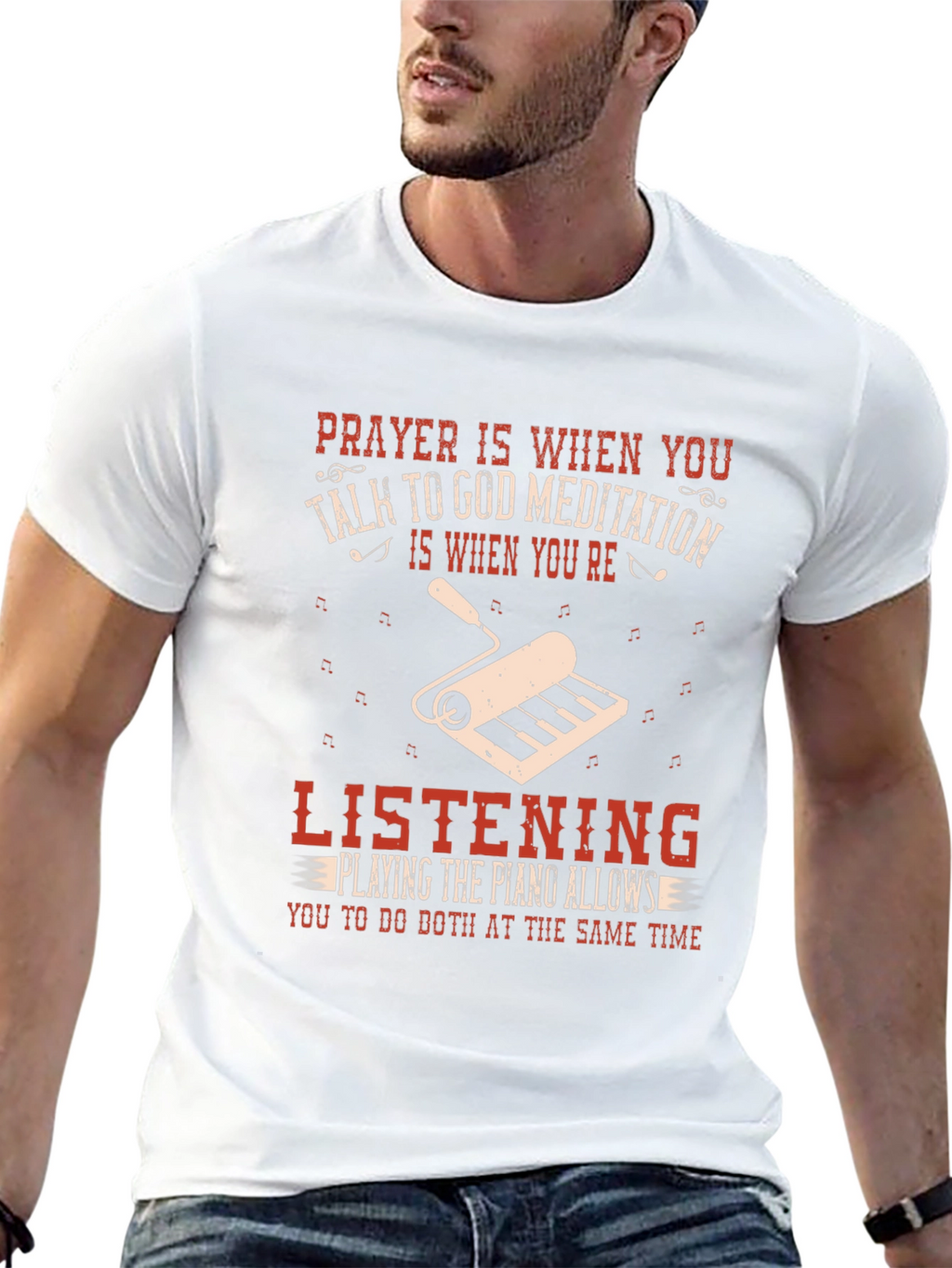 Prayer & Piano Black Graphic Tee