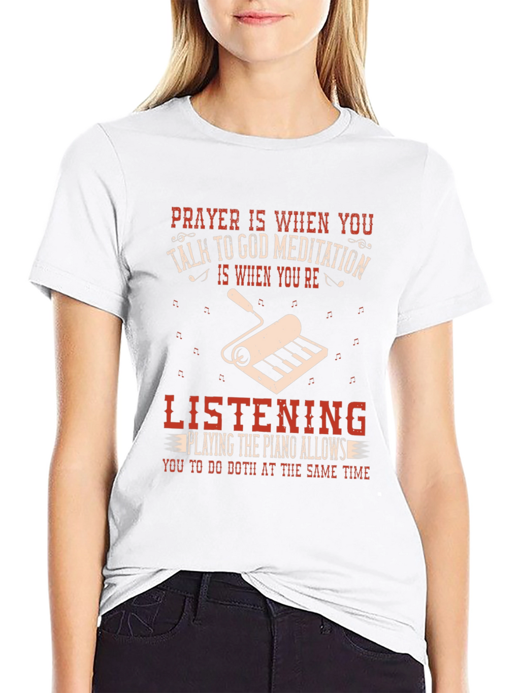 Prayer & Piano Black Graphic Tee