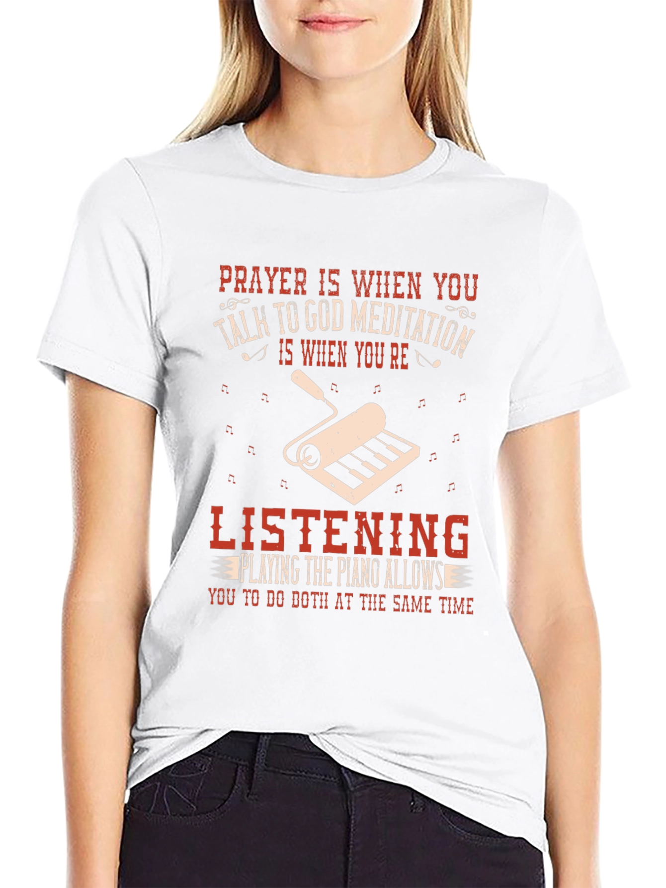Prayer & Piano Black Graphic Tee
