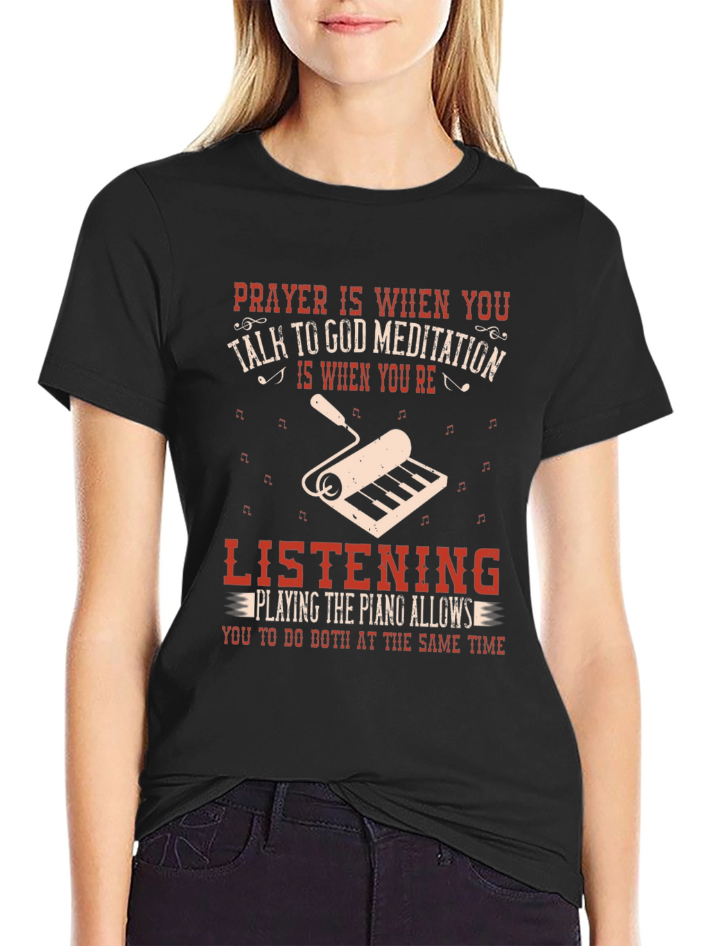 Prayer & Piano Black Graphic Tee