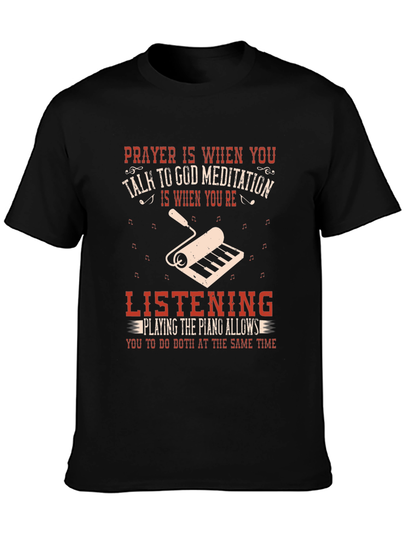 Prayer & Piano Black Graphic Tee
