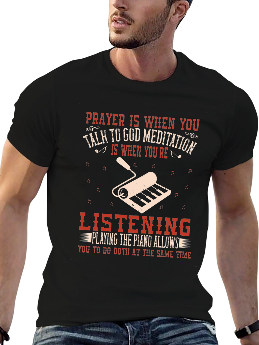Prayer & Piano Black Graphic Tee