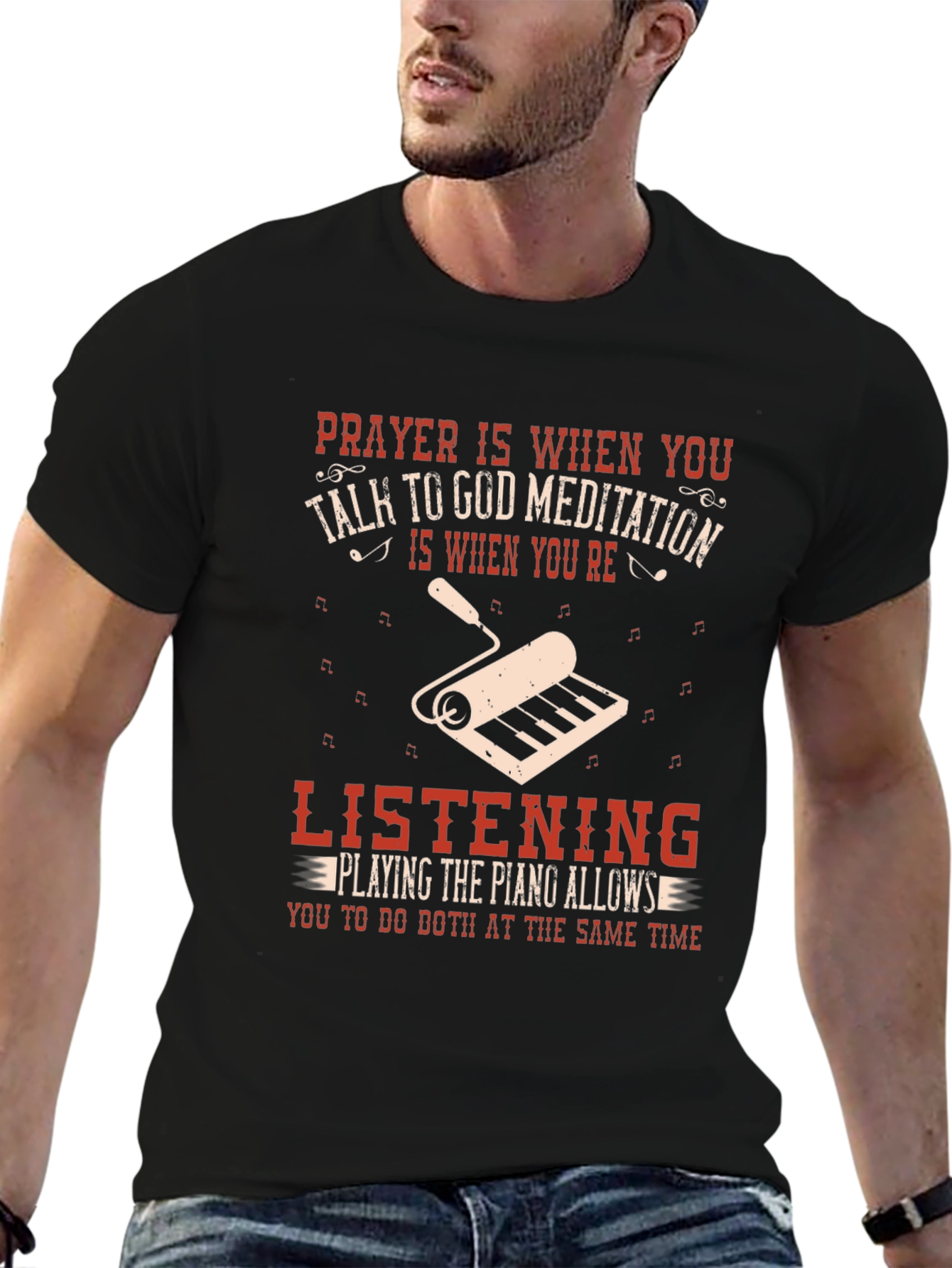 Prayer & Piano Black Graphic Tee