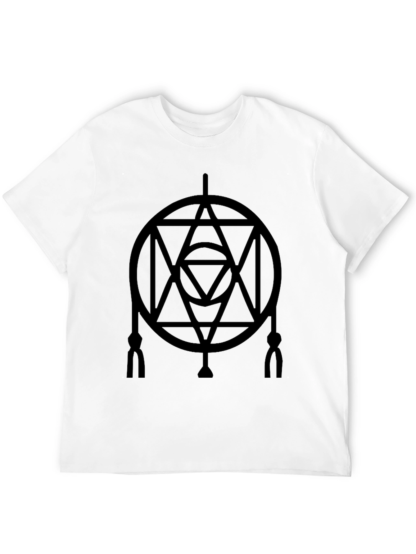 Geometric Circle Design Black T-Shirt