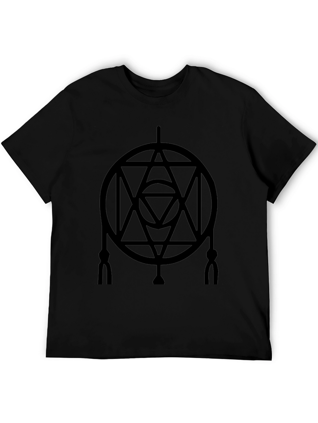 Geometric Circle Design Black T-Shirt