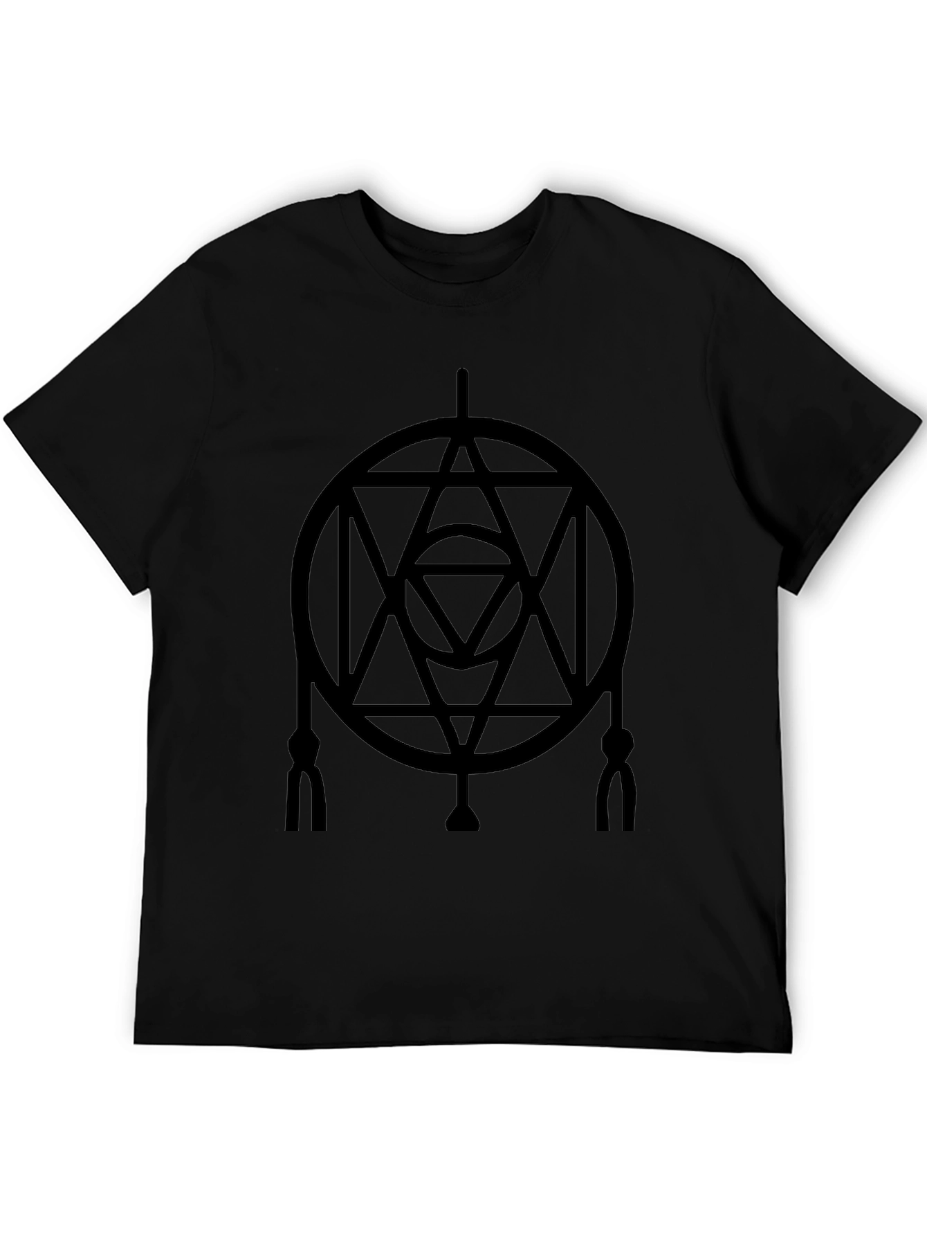 Geometric Circle Design Black T-Shirt
