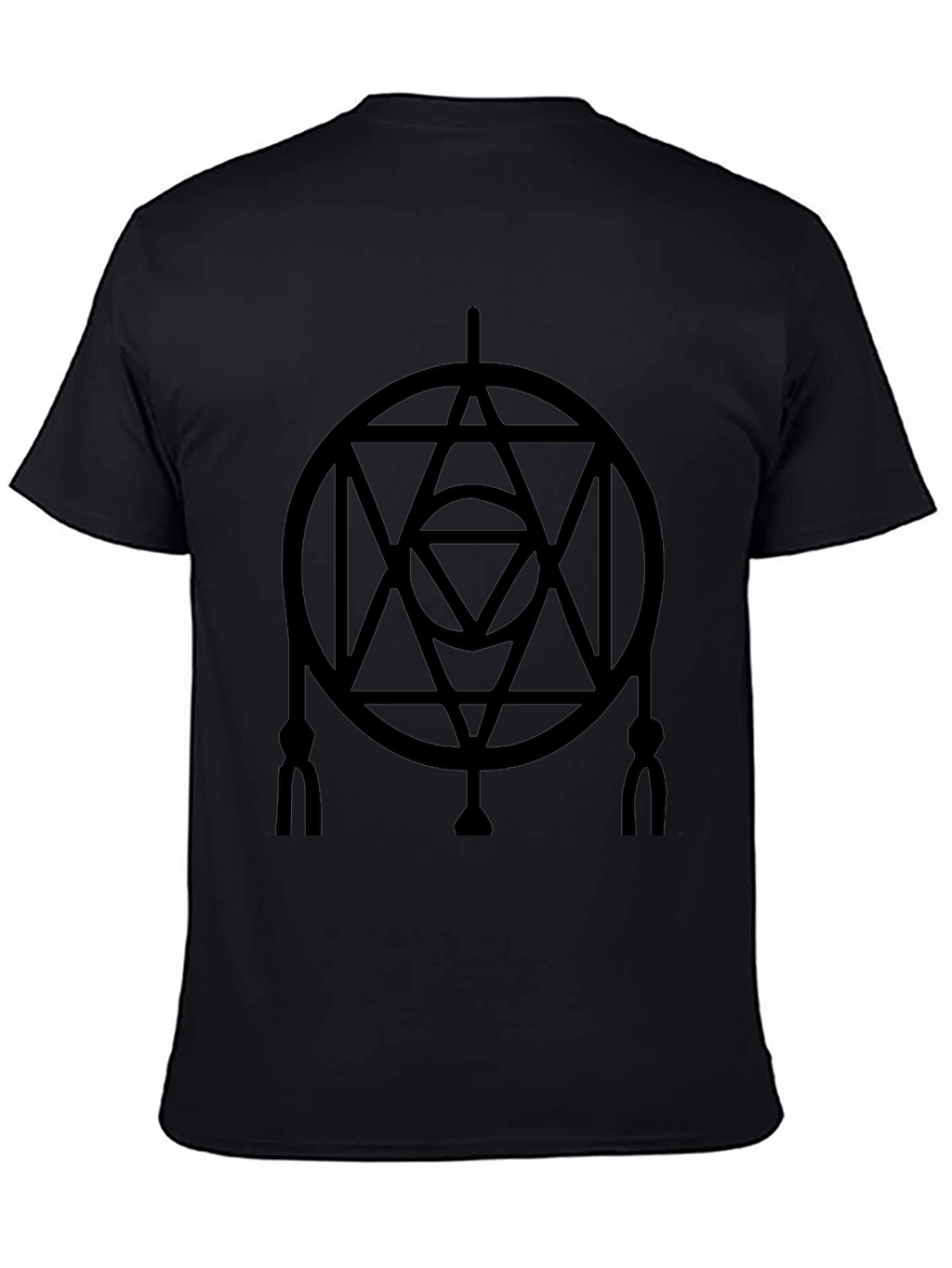 Geometric Circle Design Black T-Shirt