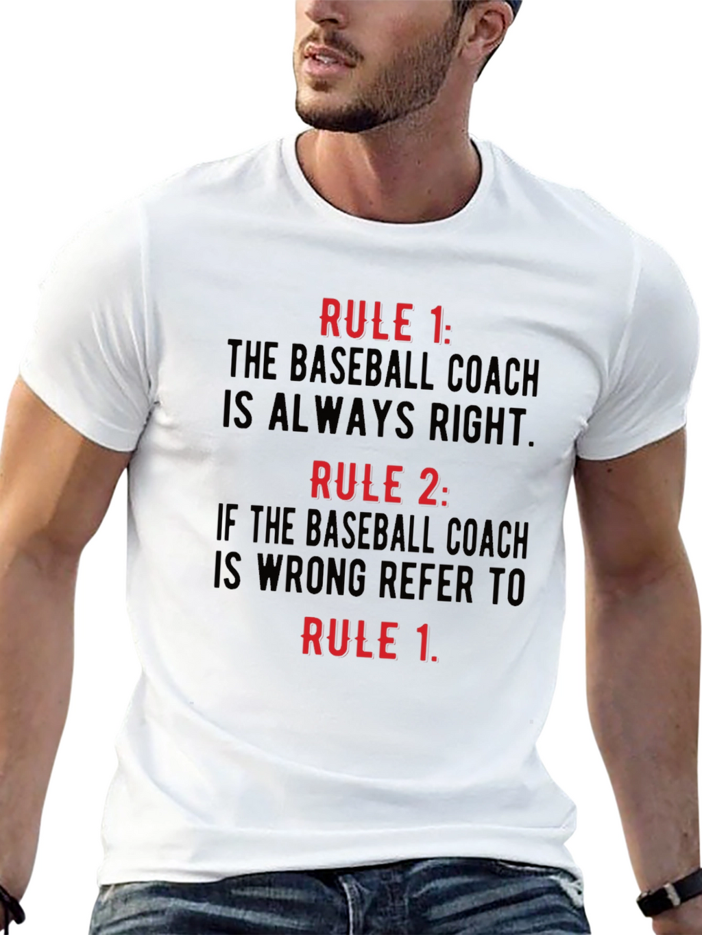 Baseball Coach Rules Black T-Shirt
