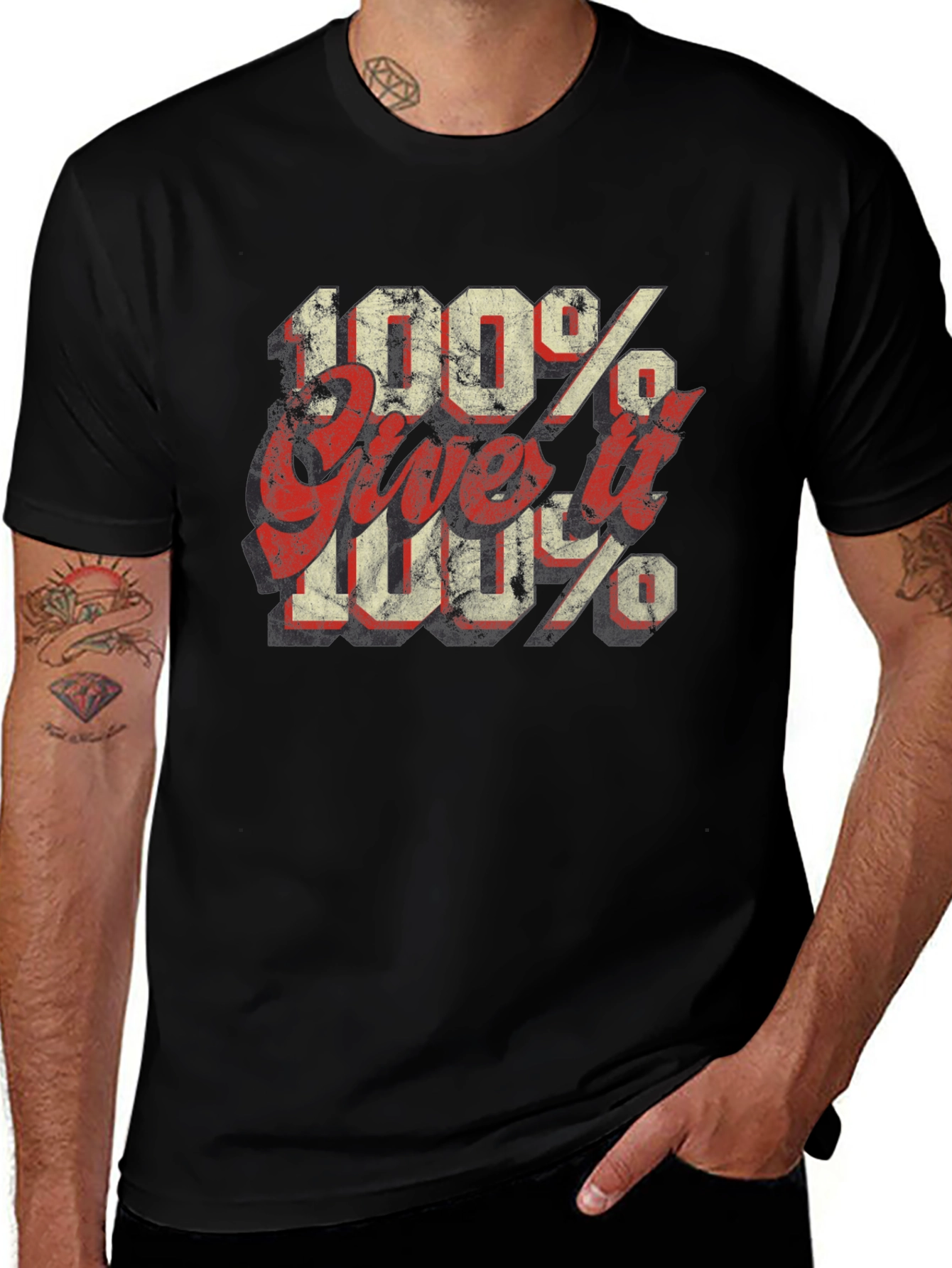 100% Give it 100% Black Graphic Tee