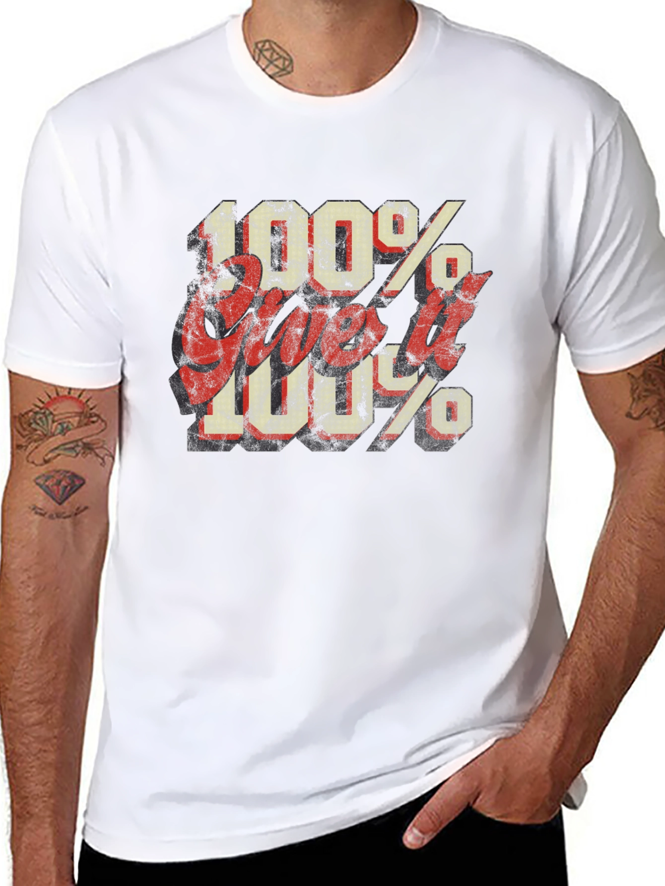 100% Give it 100% Black Graphic Tee