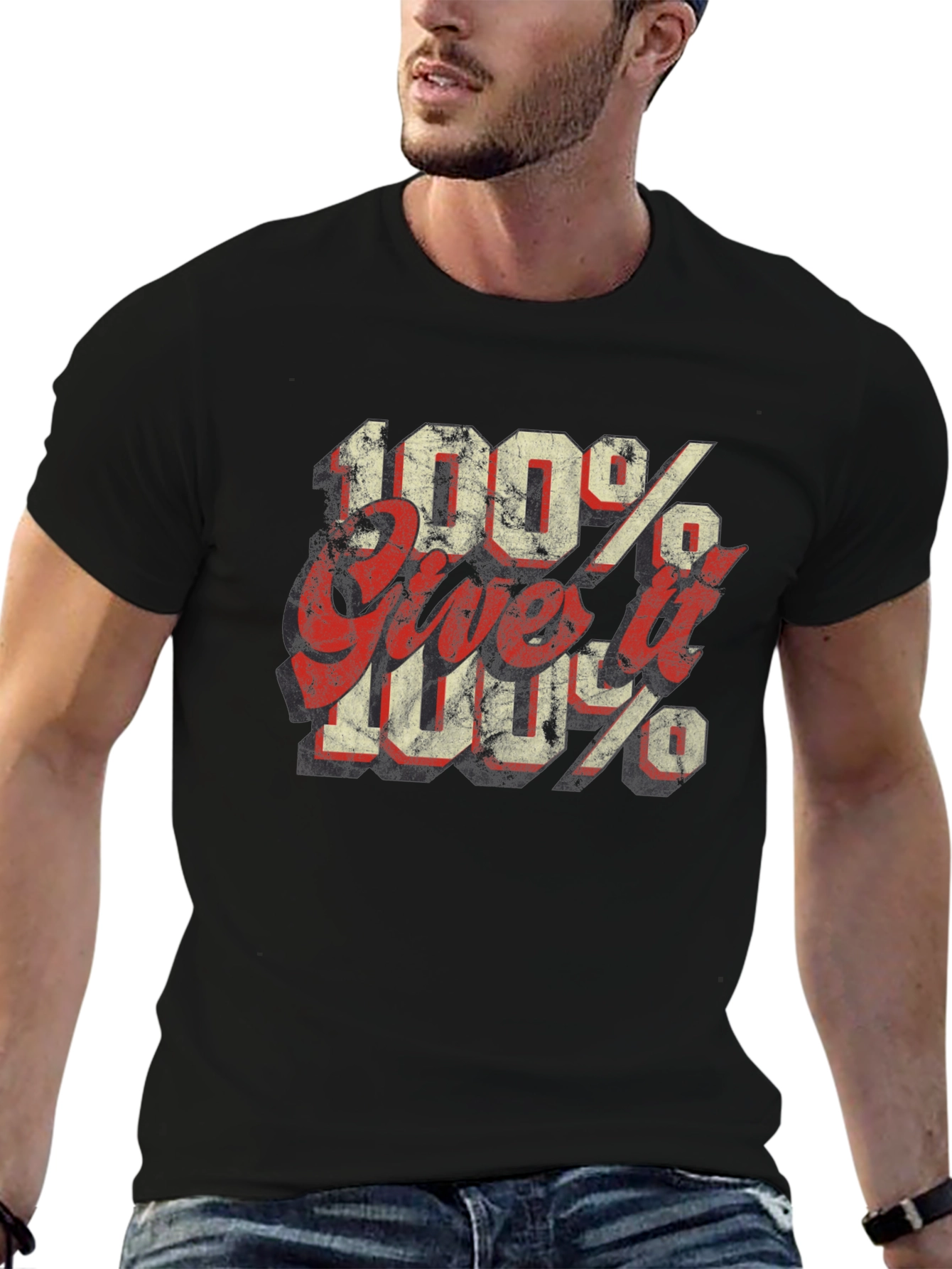 100% Give it 100% Black Graphic Tee