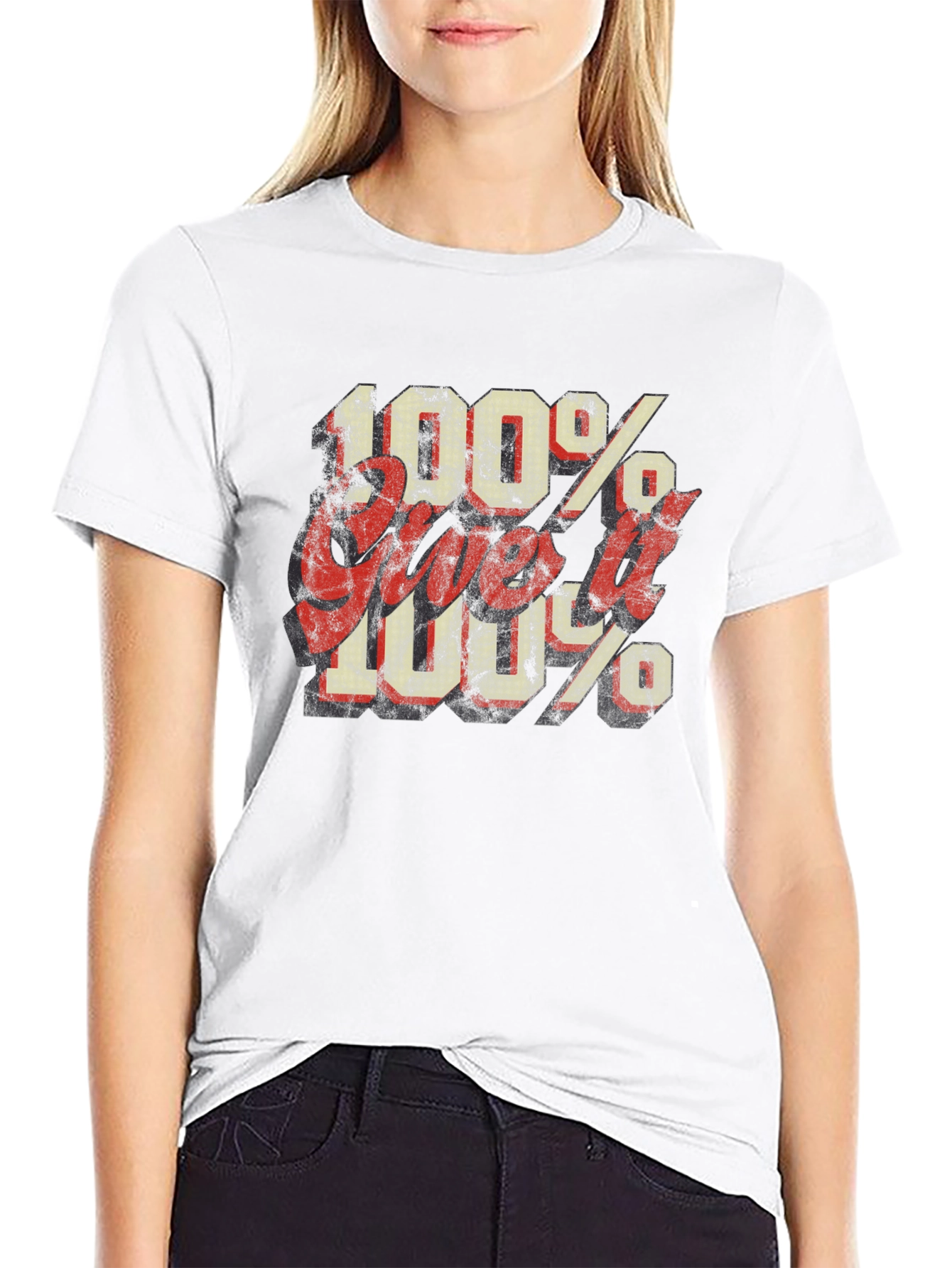 100% Give it 100% Black Graphic Tee