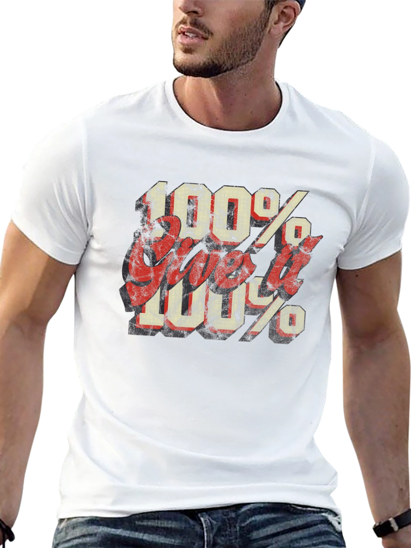 100% Give it 100% Black Graphic Tee