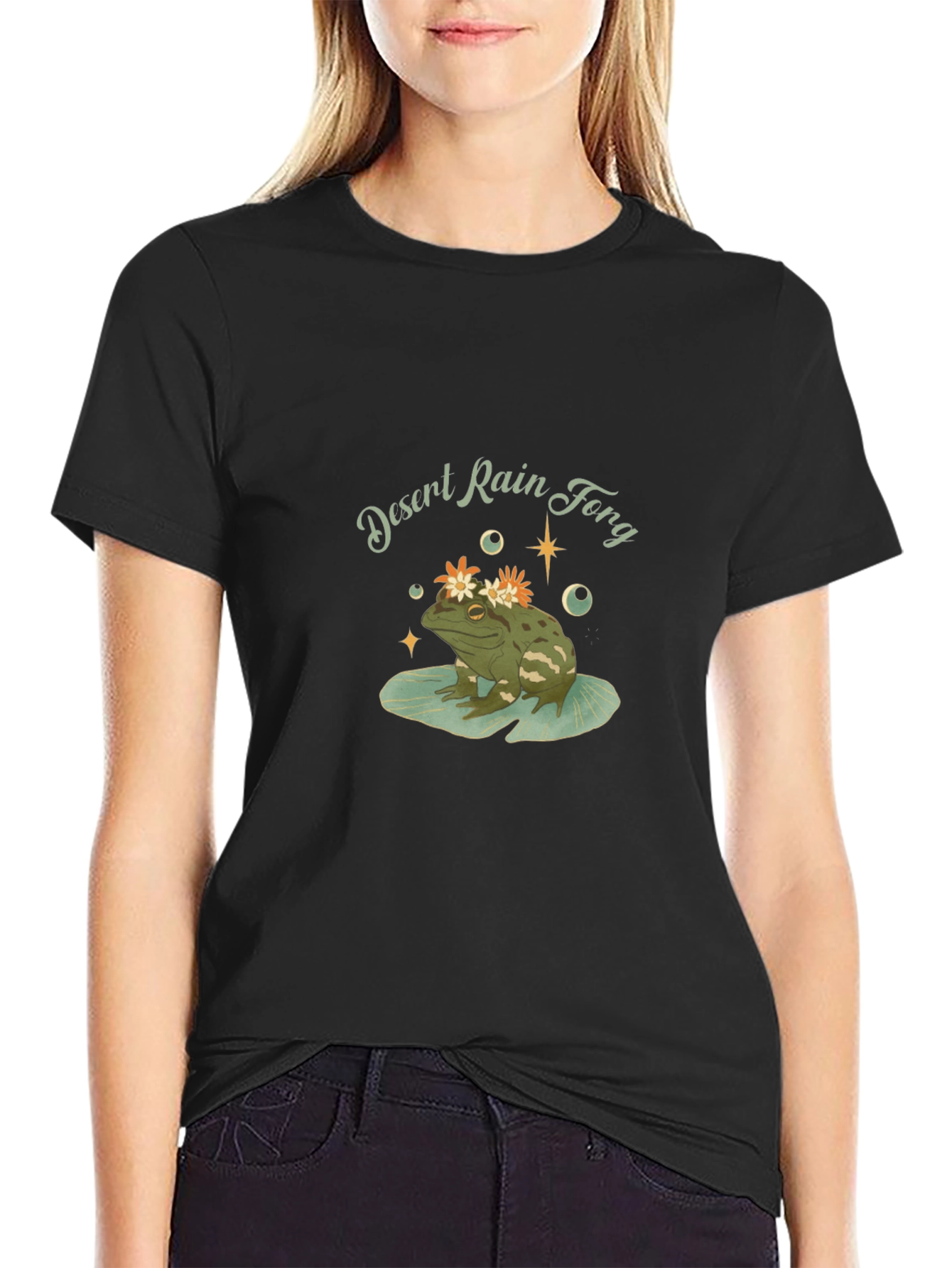 Desert Rain Frog Graphic Tee - Unisex Black T-Shirt