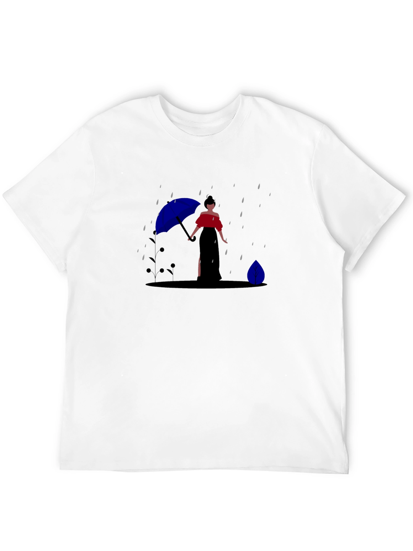 Stylish Black Tee with Rainy Day Graphic