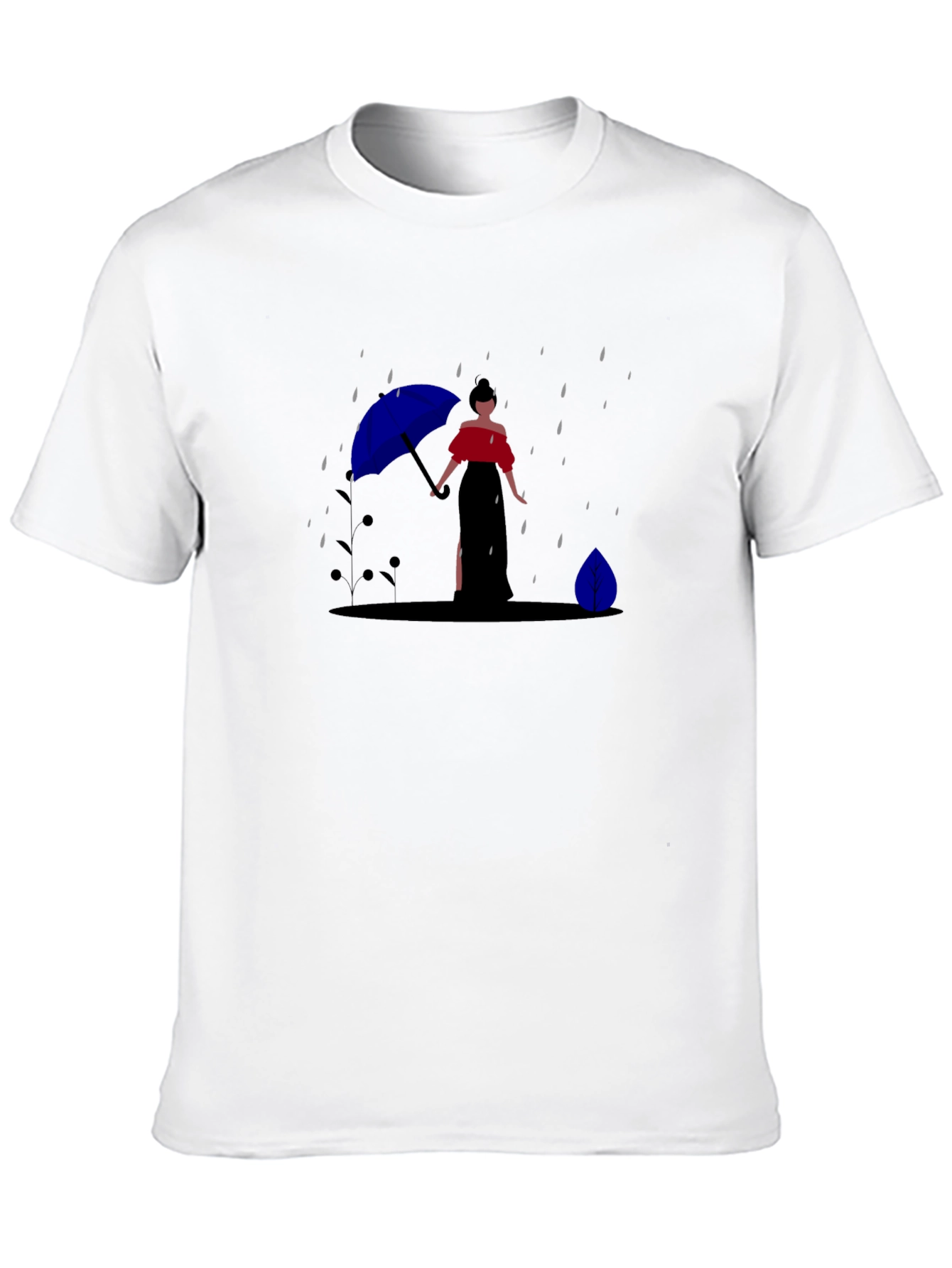 Stylish Black Tee with Rainy Day Graphic