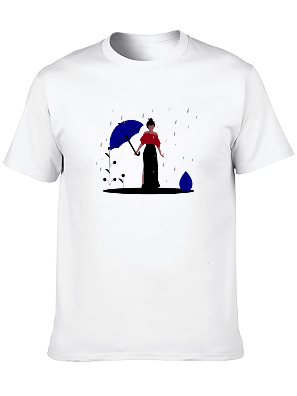 Stylish Black Tee with Rainy Day Graphic
