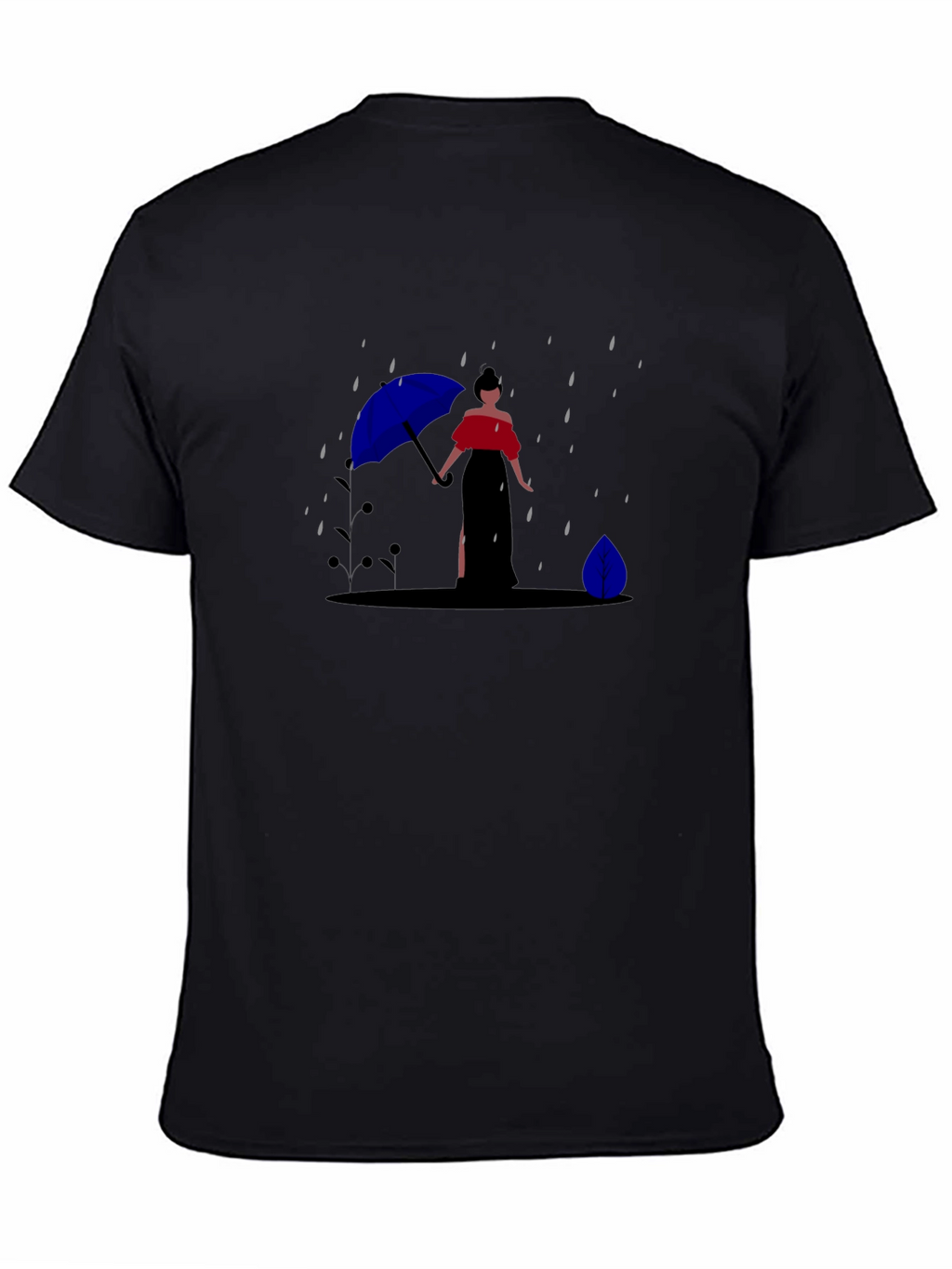 Stylish Black Tee with Rainy Day Graphic
